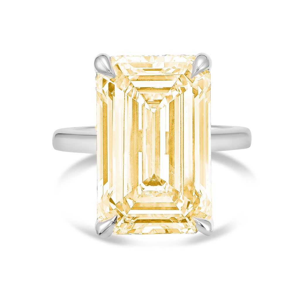 Lab-Grown Yellow Emerald-Cut Diamond Solitaire Ring, 18k Gold