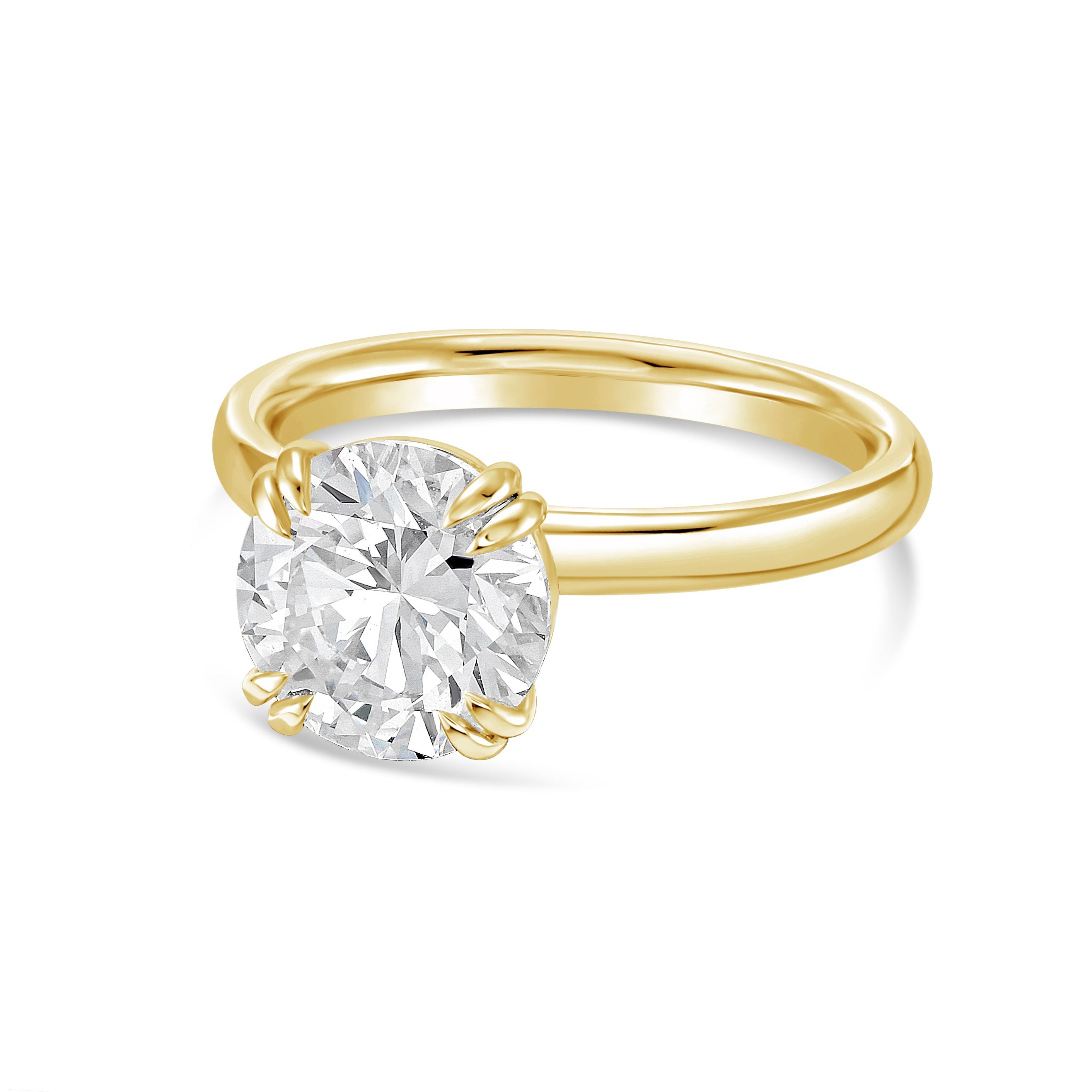 Lab Grown Round Solitaire Split Claw Engagement Ring