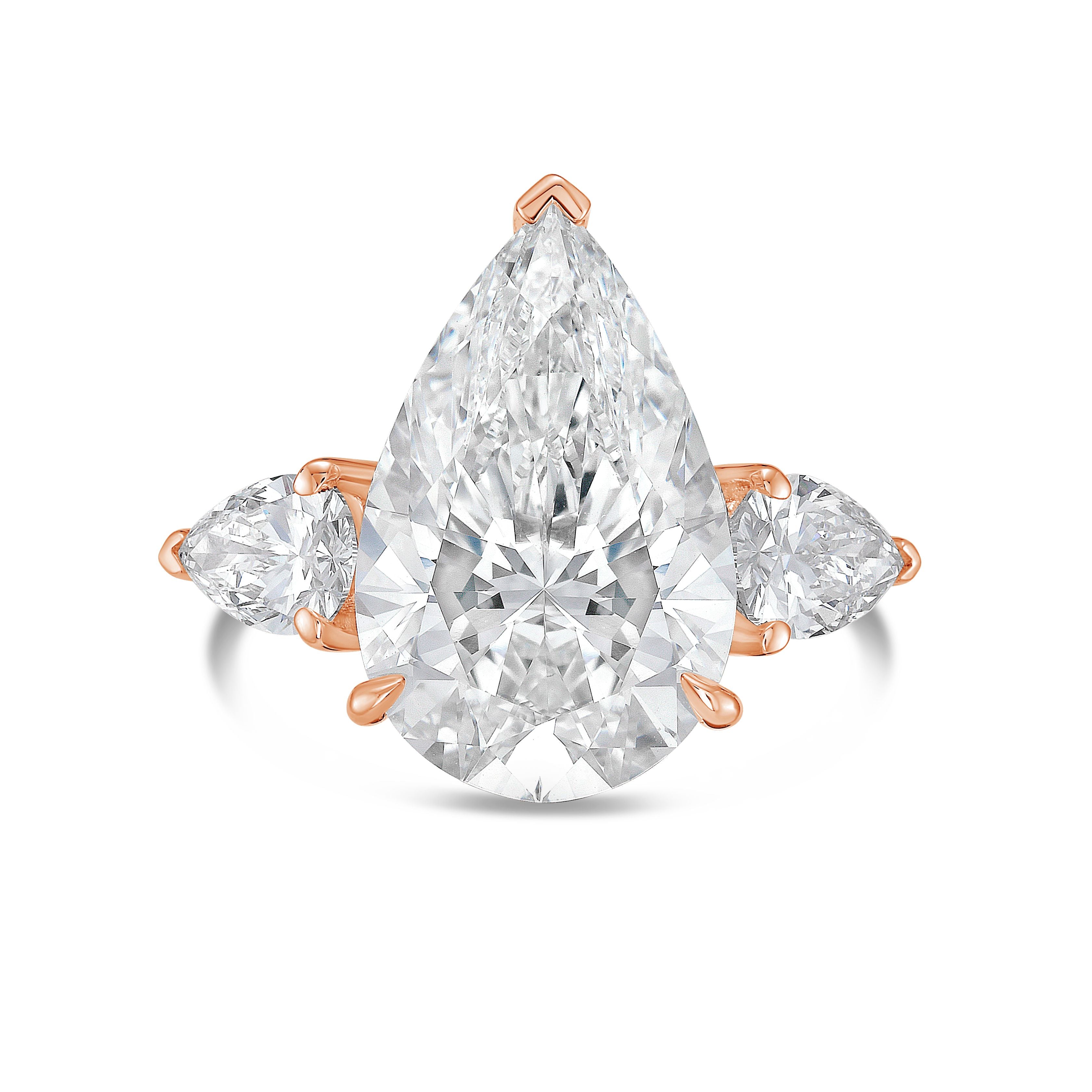 Lab Grown Triple Pear Cut Diamond Engagement Ring