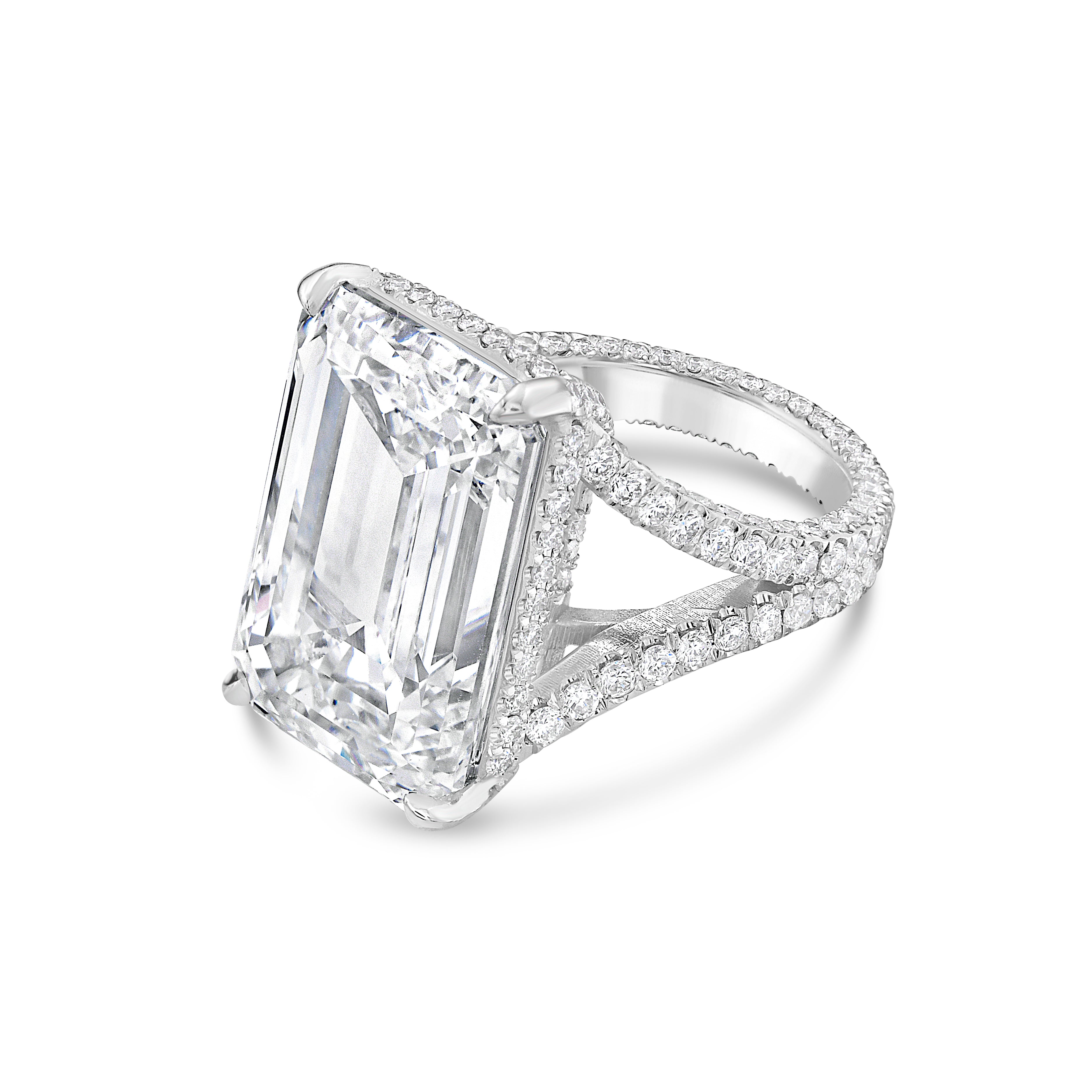 emerald cut split shank ring