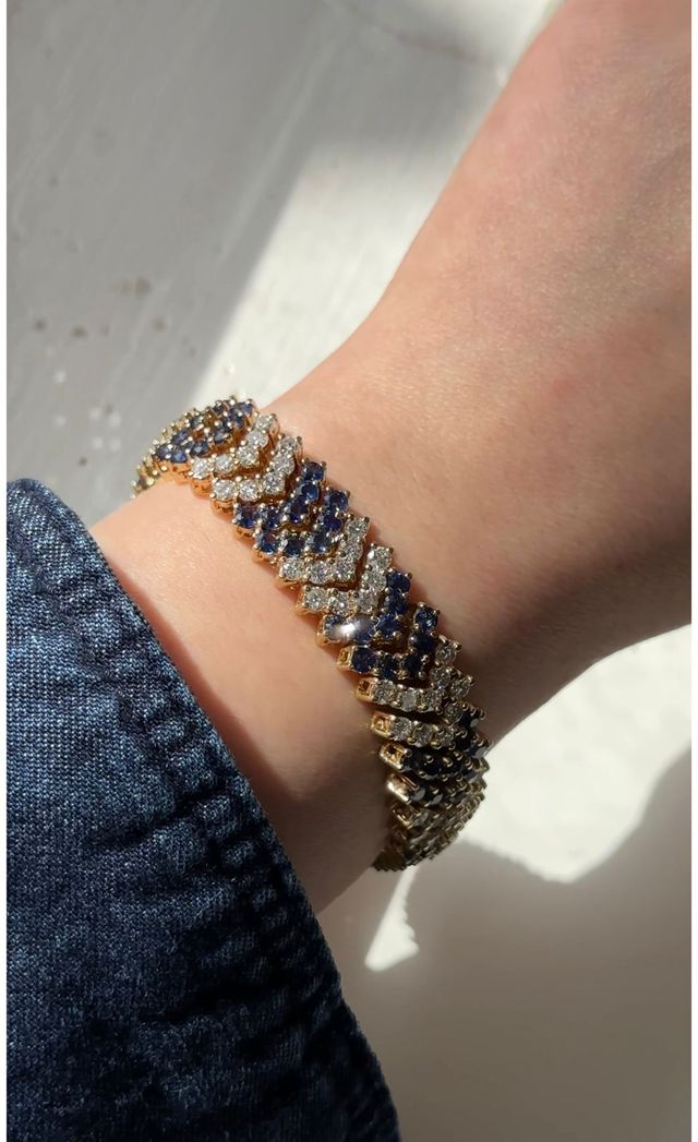Diamond Sapphire V-Shaped Bracelet