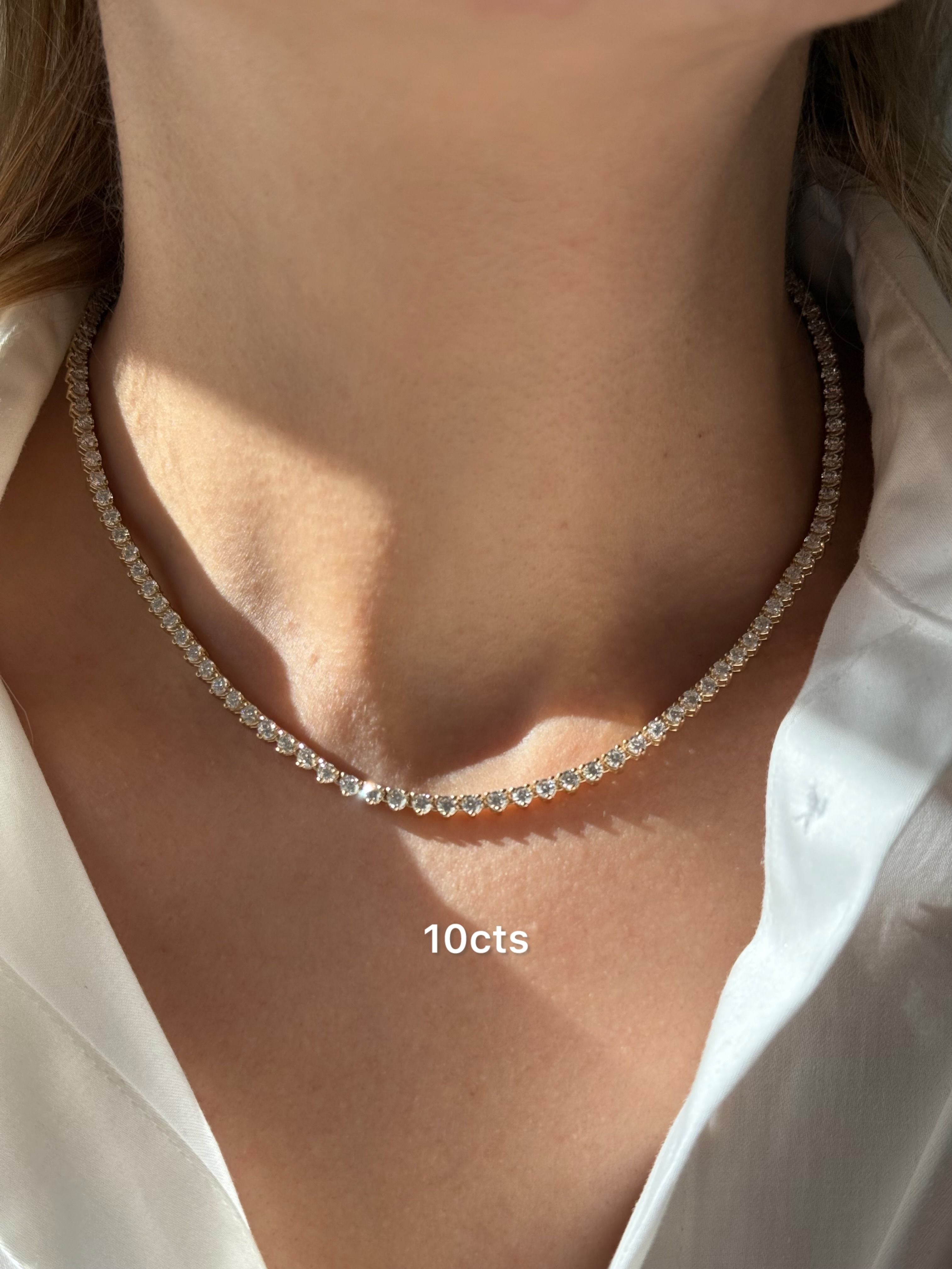 Lab Grown 3 Prong Tennis Necklace