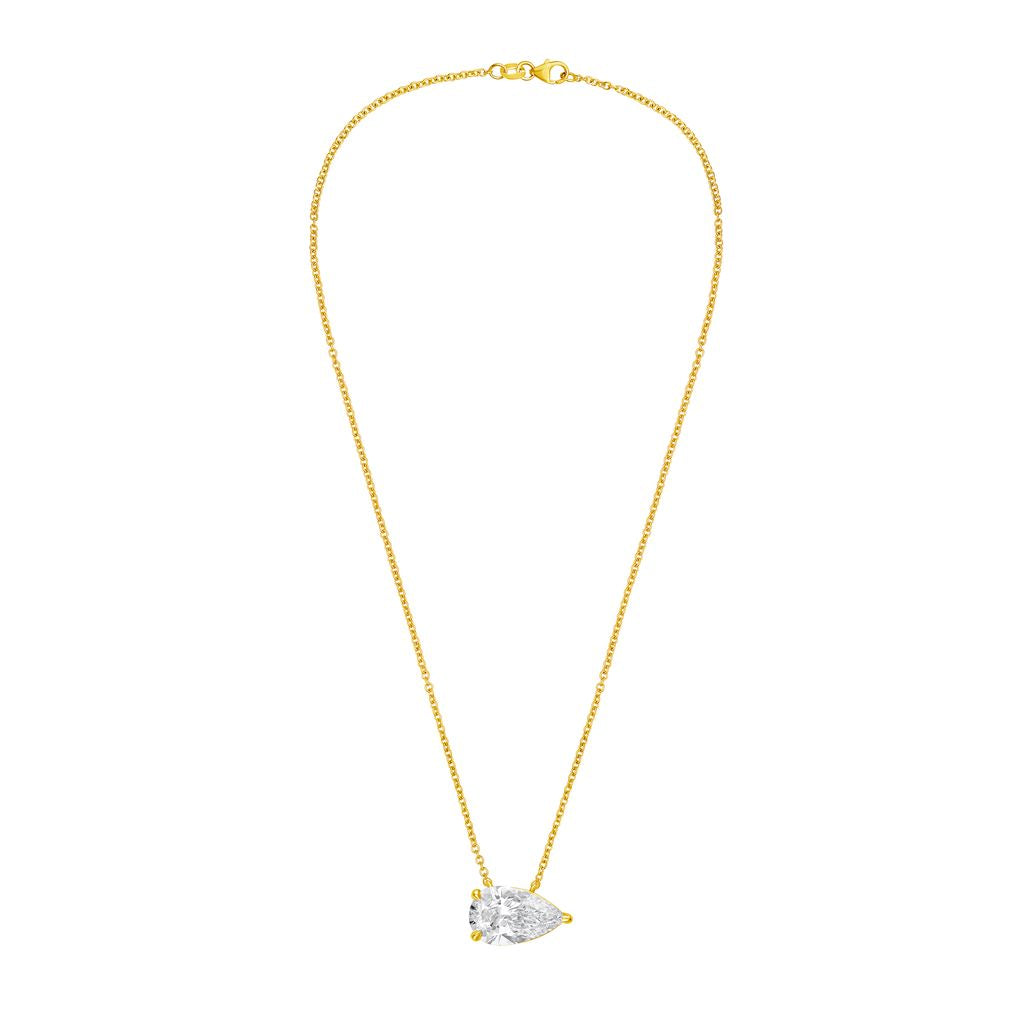 Lab Grown Pear Diamond East West Pendant