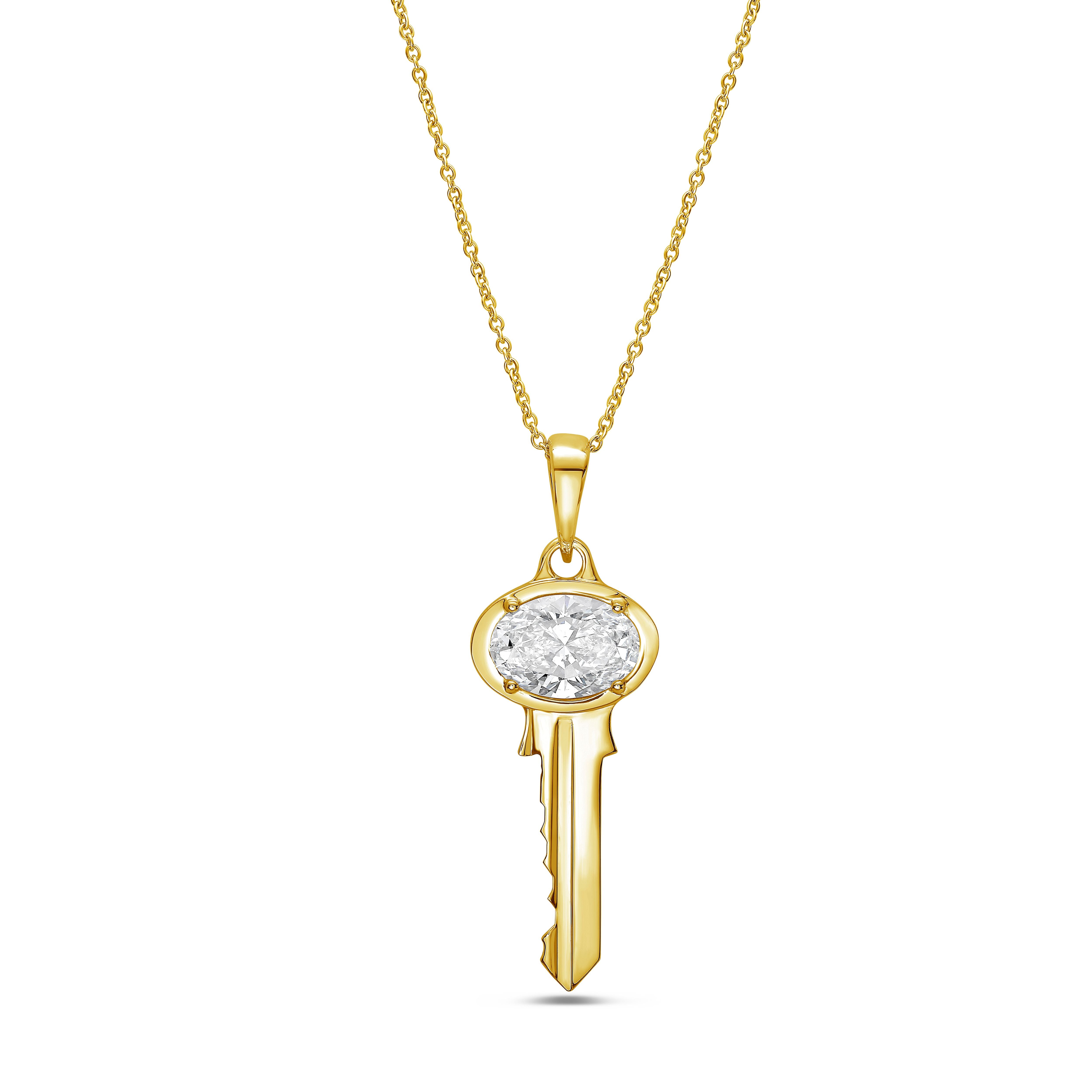 Lab Grown Diamond Accent Key Pendant