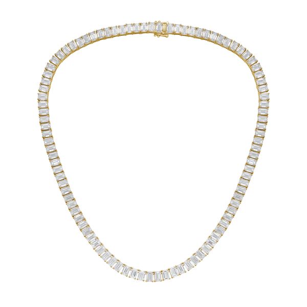 Lab Grown Emerald Cut Tennis Necklace