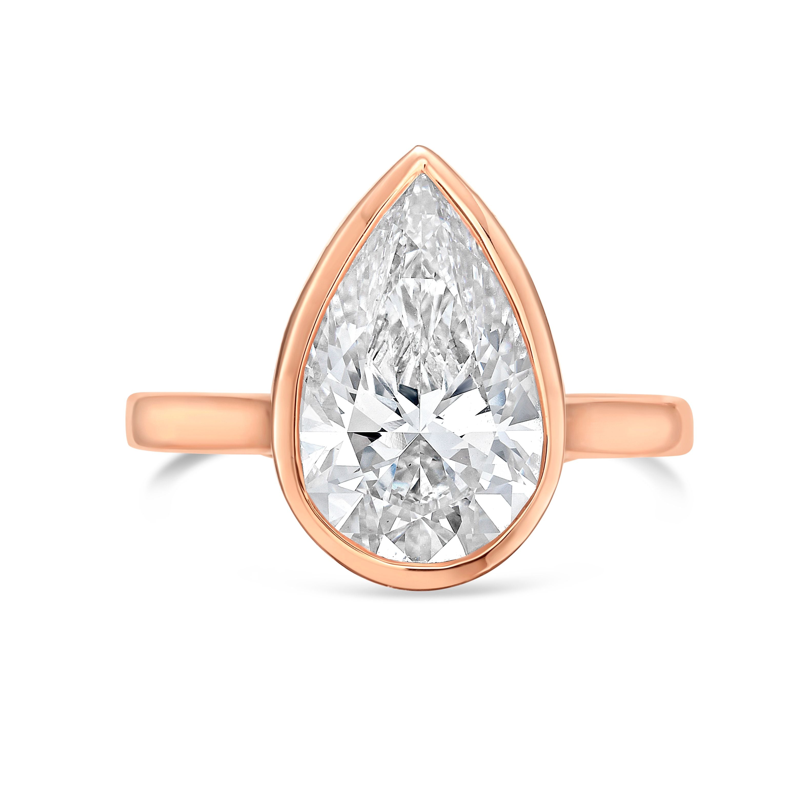 Lab-Grown Pear Bezel Ring