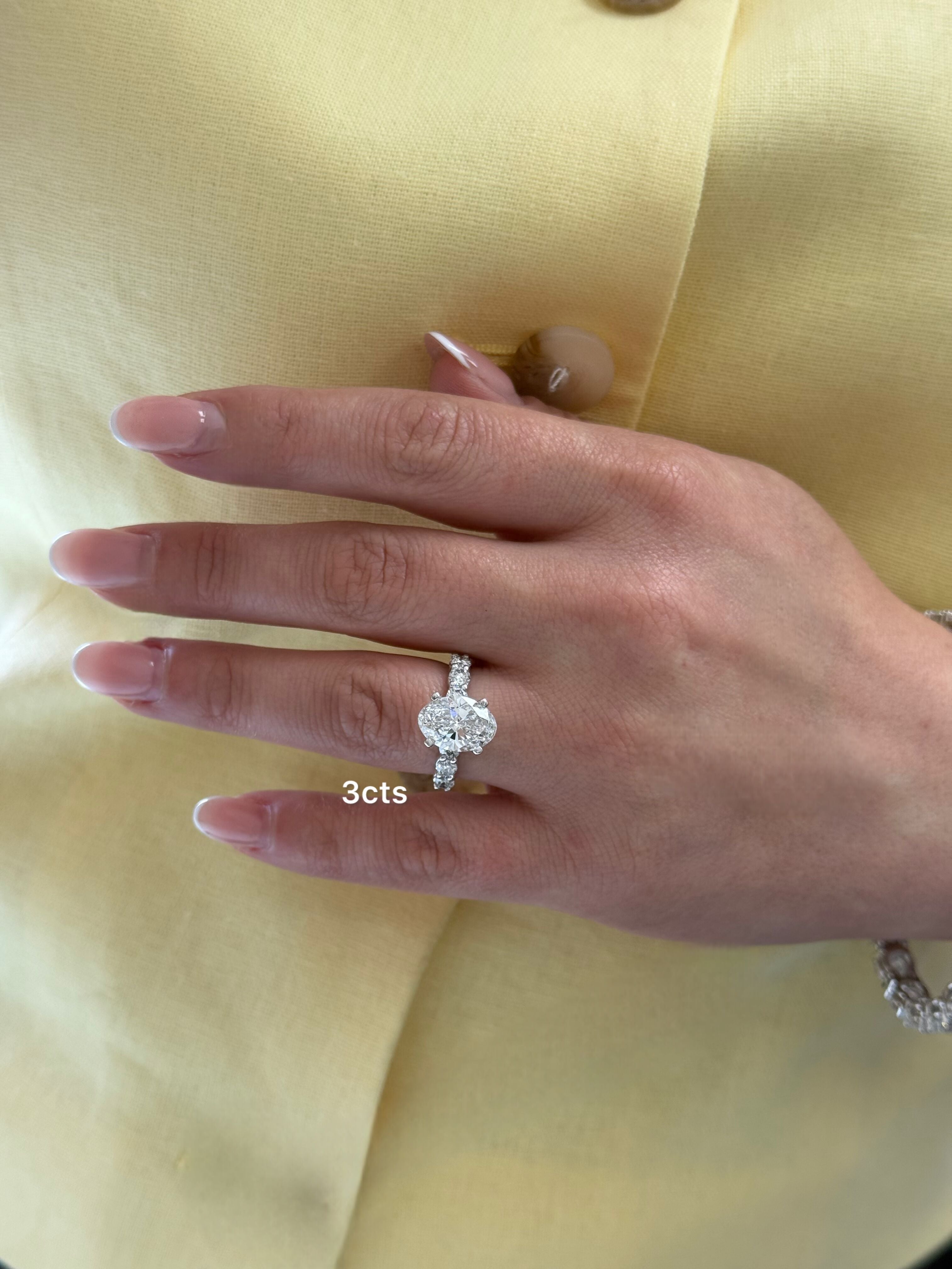 Lab Grown Oval Diamond Pave Engagement Ring