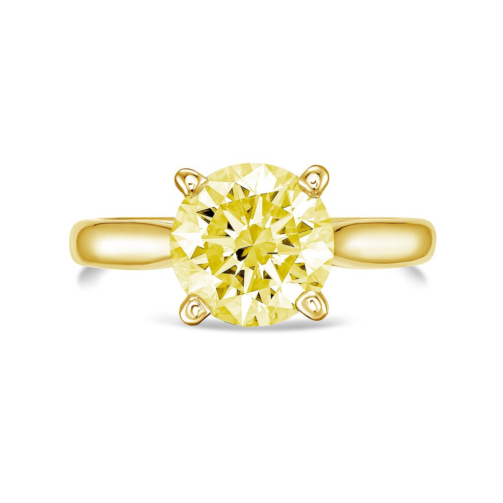 Lab-Grown Yellow Round Diamond Solitaire Ring, 14k Gold
