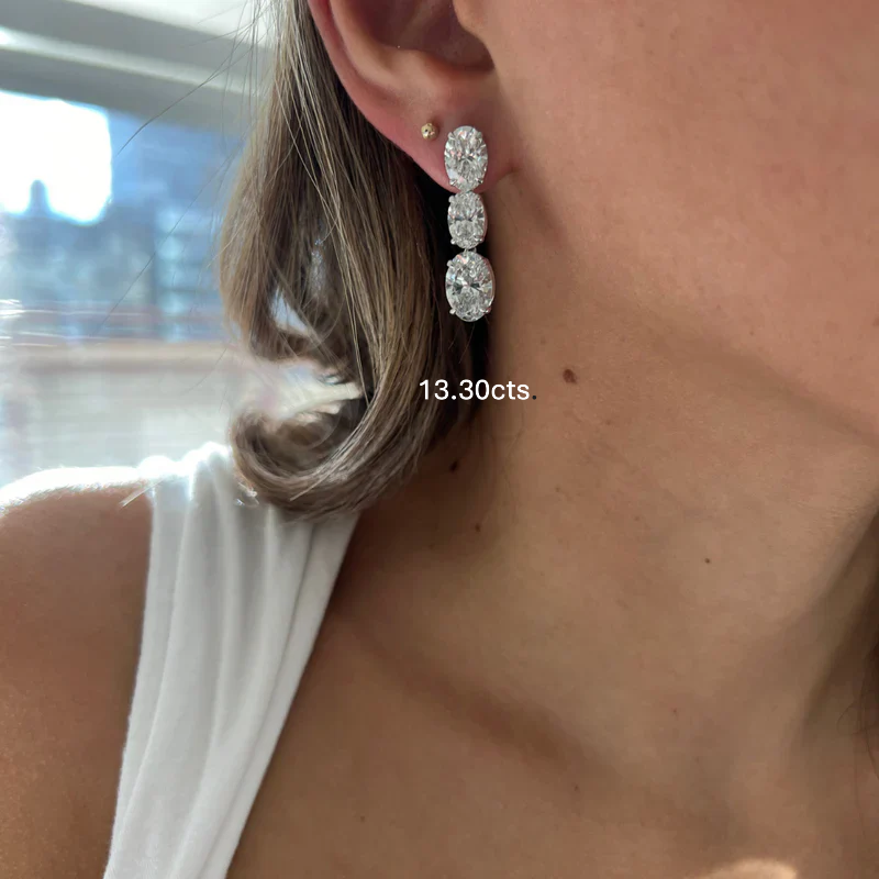 Lab Grown Oval Diamond Drop Earrings