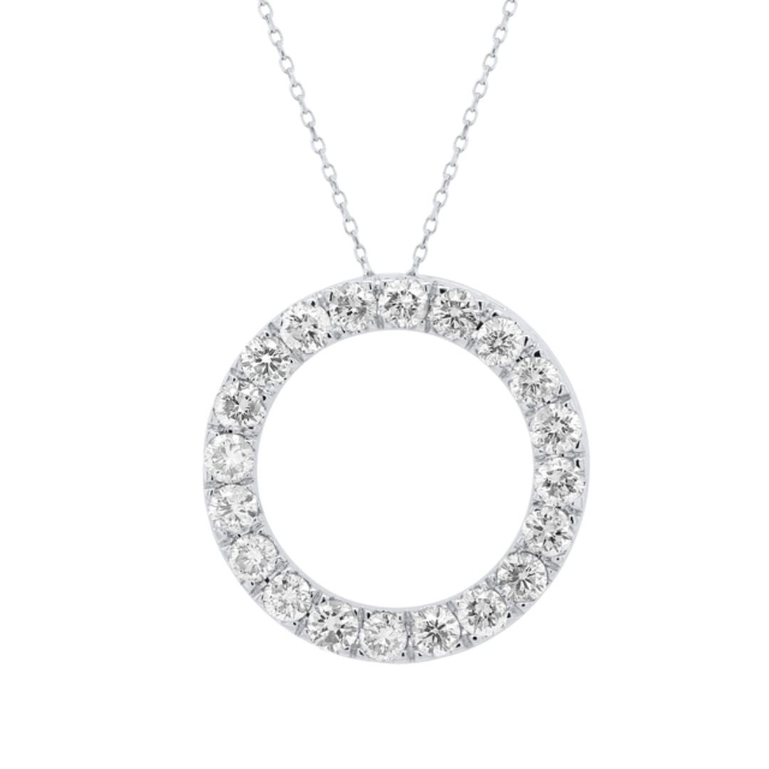 gold circle necklace lab grown diamond