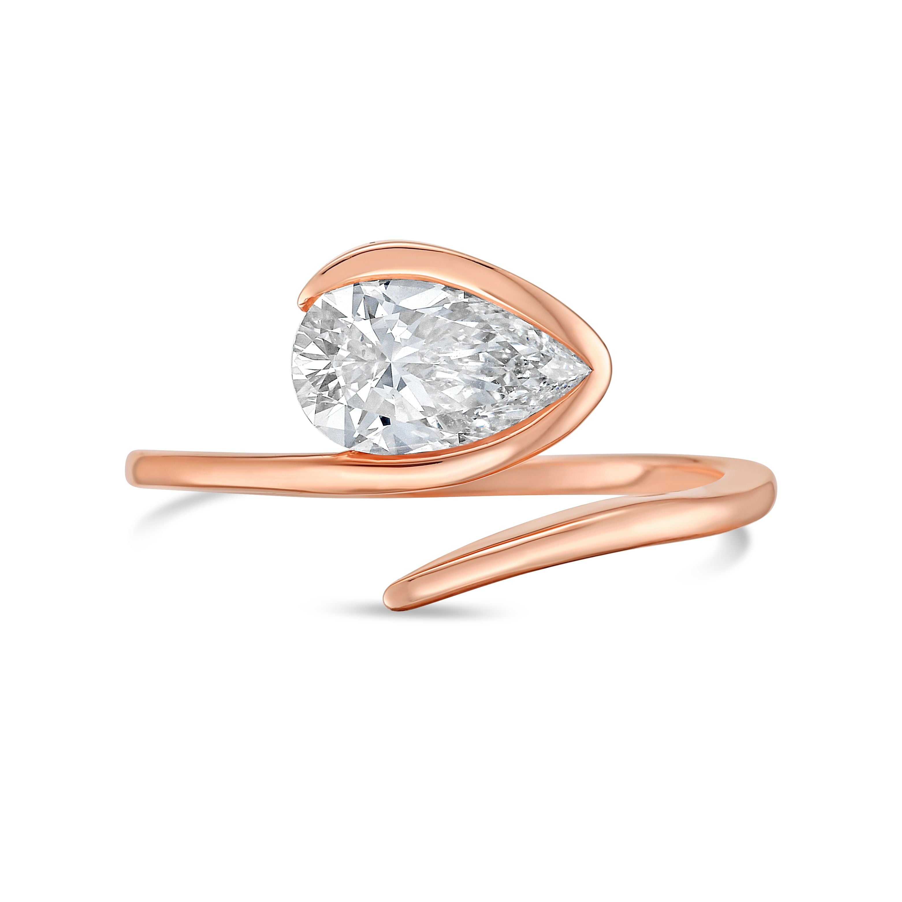 Lab Grown Pear Bypass And Open Band Ring