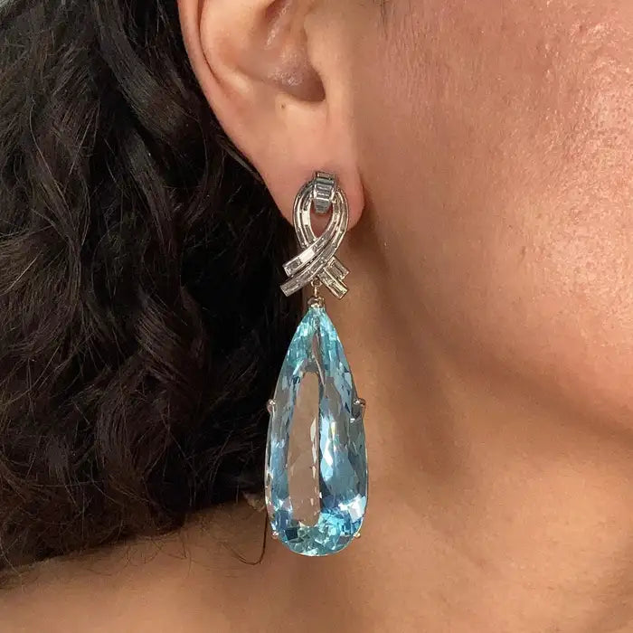 Vintage Aquamarine Drop Earrings