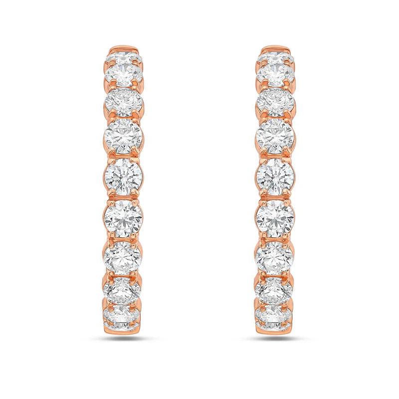 Lab Grown Round Diamond Hoop Earrings - 1.25"