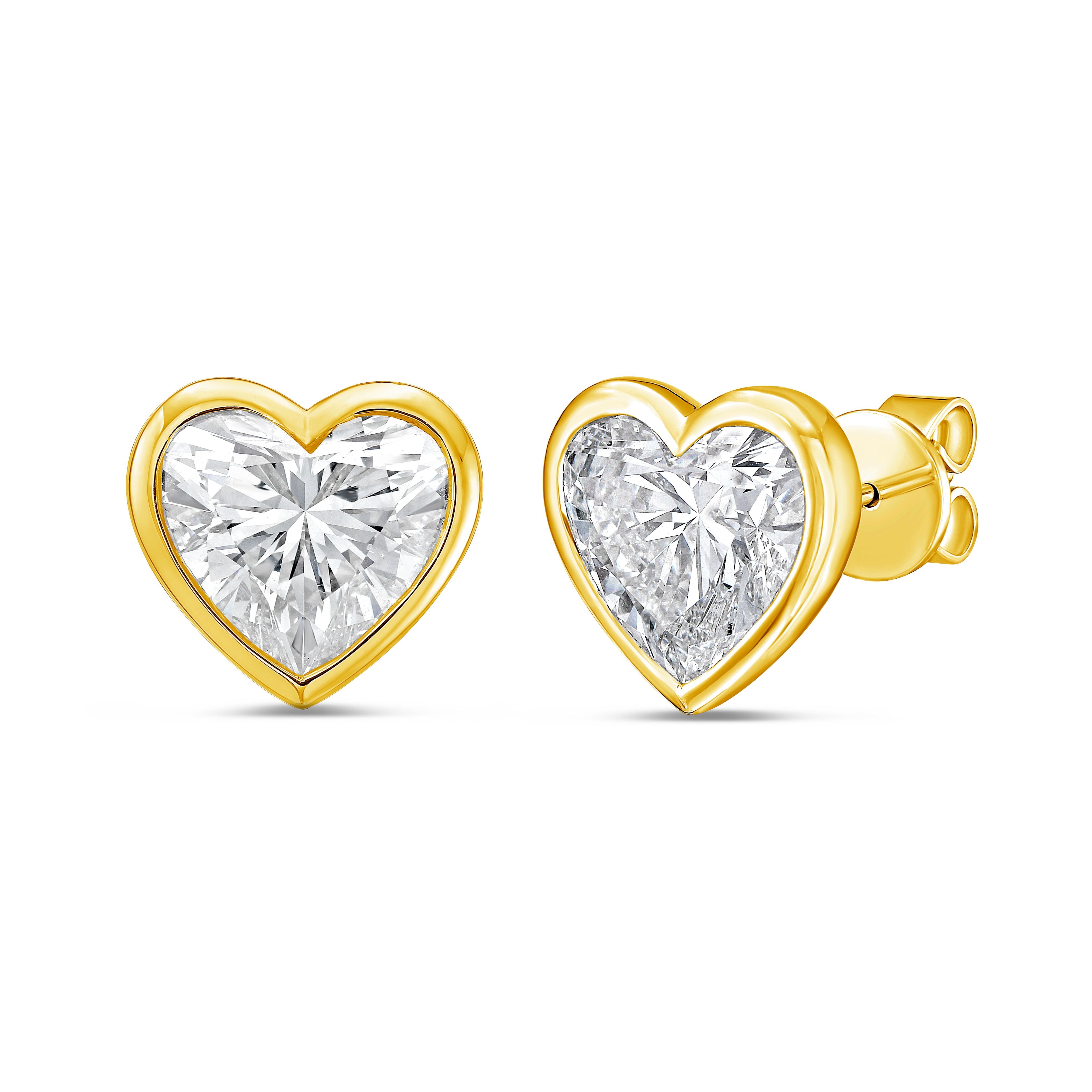 Lab Grown Heart Bezel Studs
