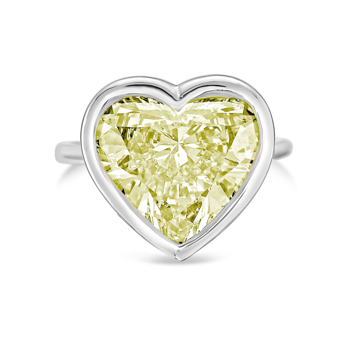 Lab-Grown Yellow Heart Diamond Bezel Ring, 14K Gold