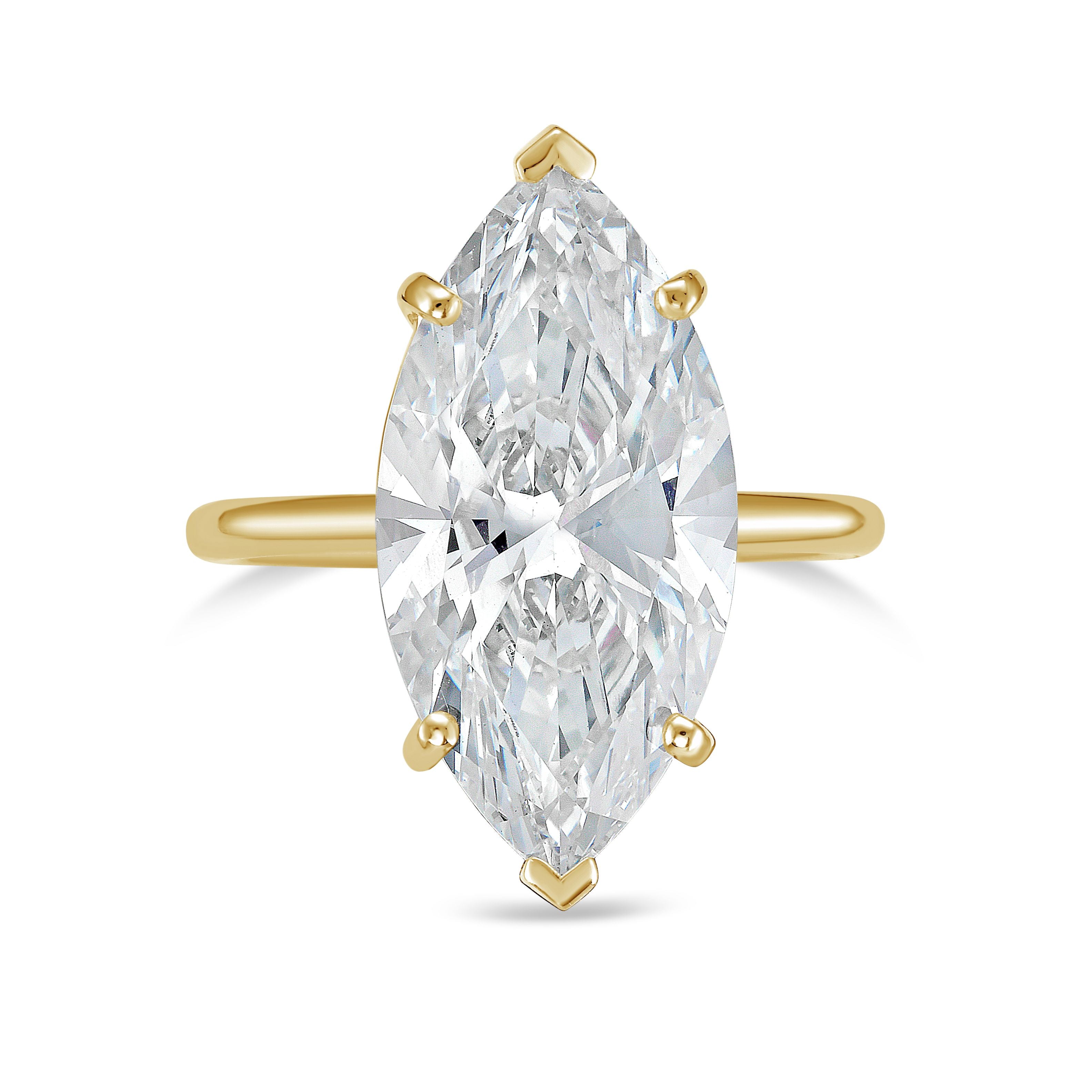 Lab Grown Marquise Diamond Solitaire Engagement Ring