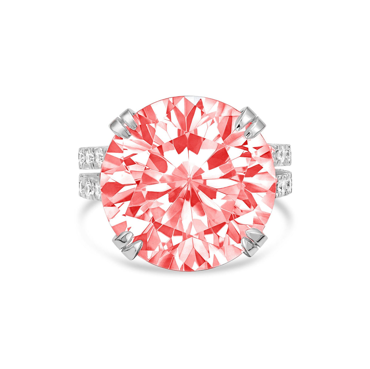Lab-Grown Pink Round Diamond Split Shank Engagement Ring, 14K Gold