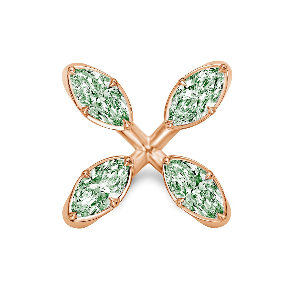 Lab-Grown Green Marquise Diamond Floating Ring in 14K Rose Gold