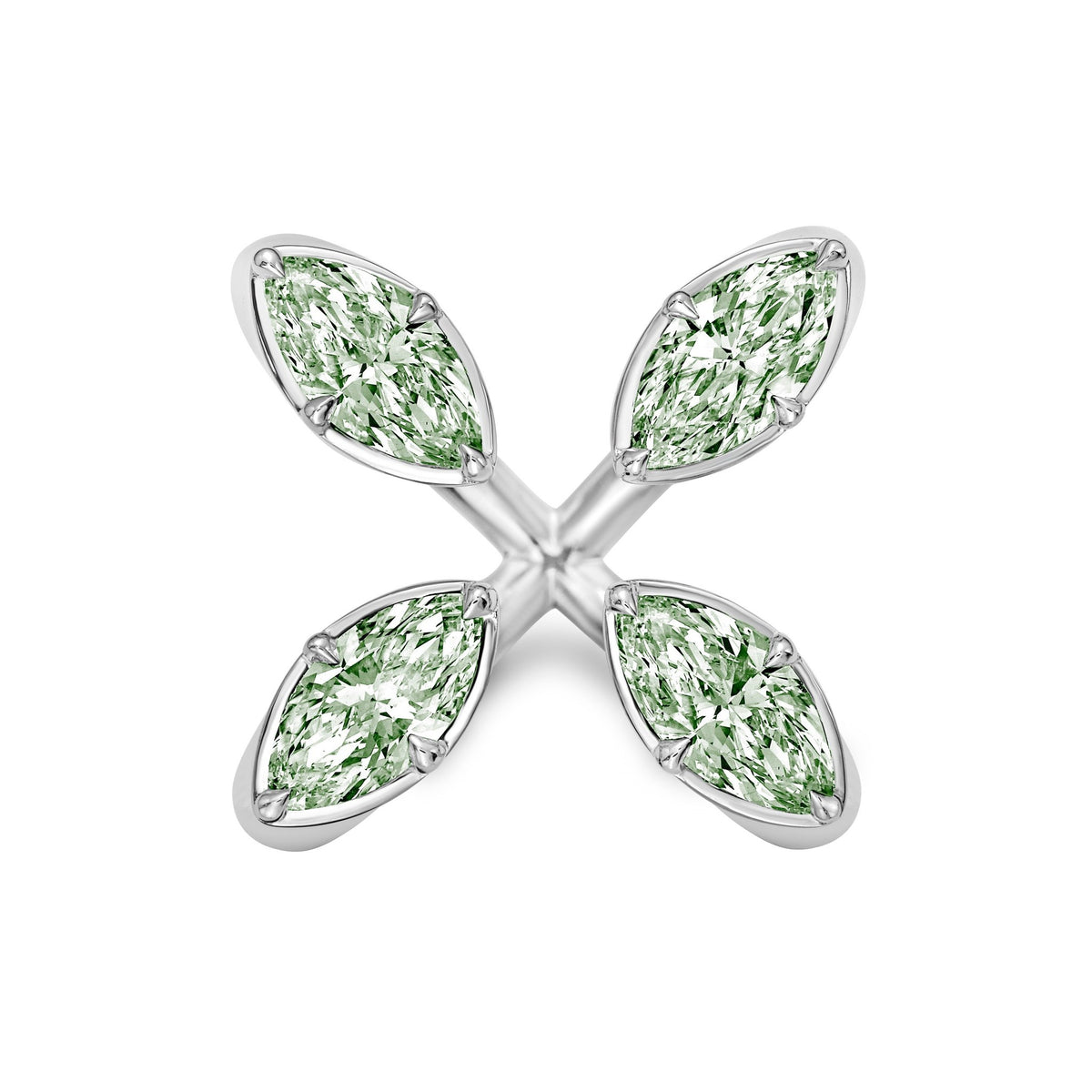 Lab-Grown Green Marquise Diamond Floating Ring in 14K White Gold