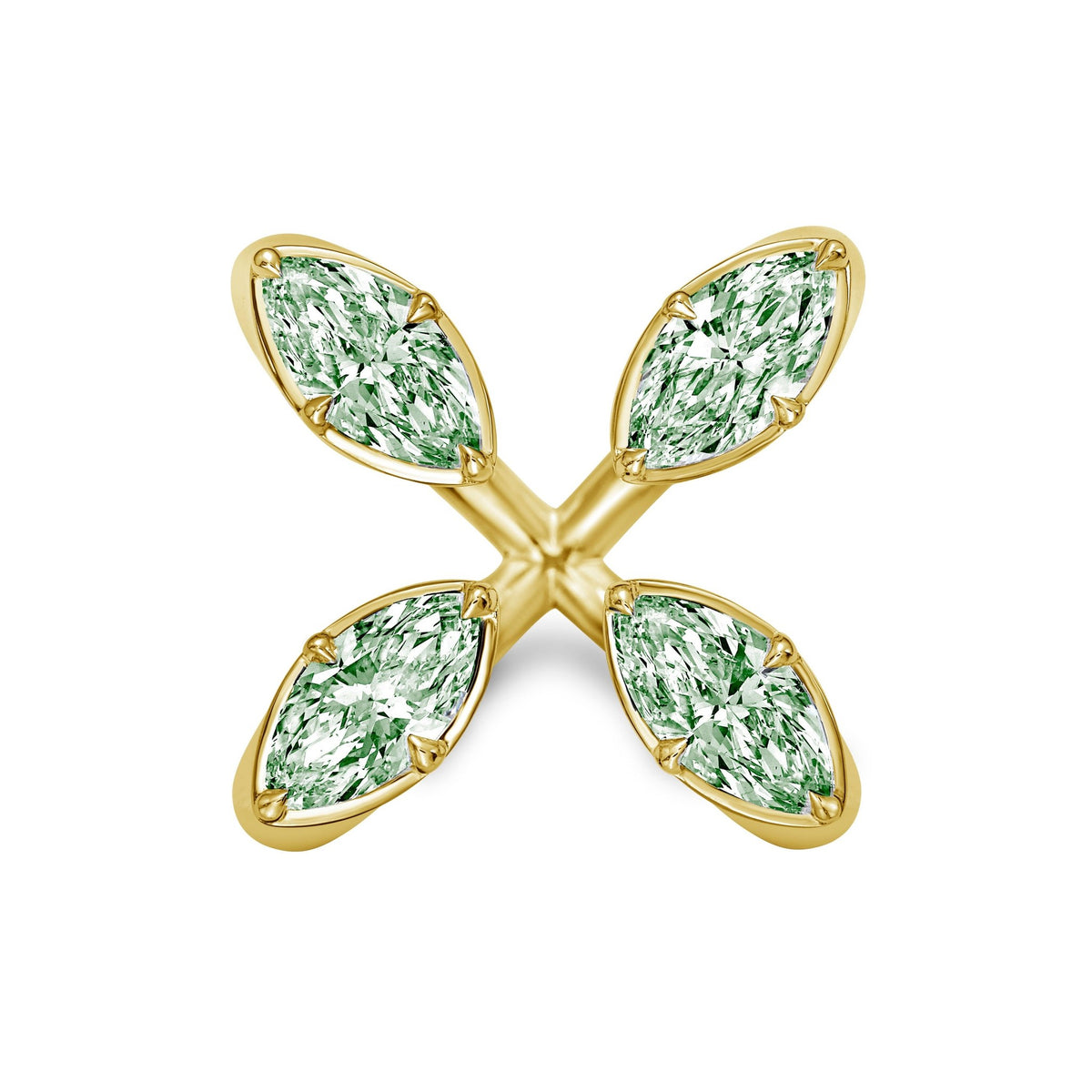 Lab-Grown Green Marquise Diamond Floating Ring in 14K Yellow Gold