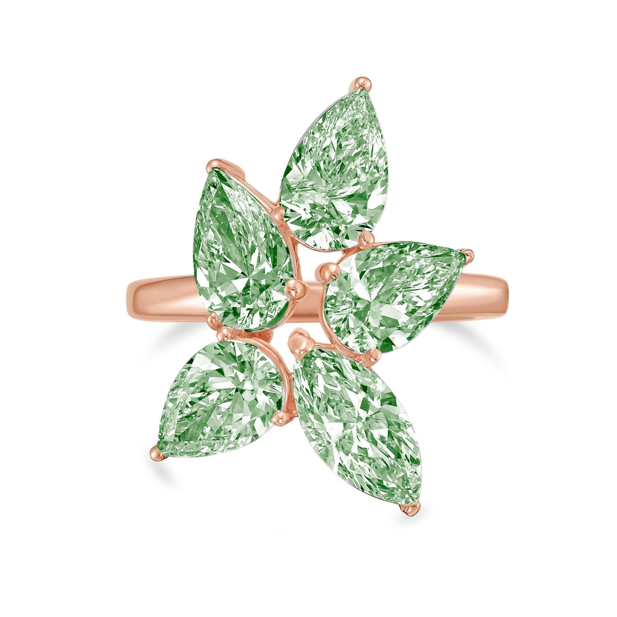 Lab-Grown Green Multi-Cut Diamond Cluster Ring in 14K Rose Gold