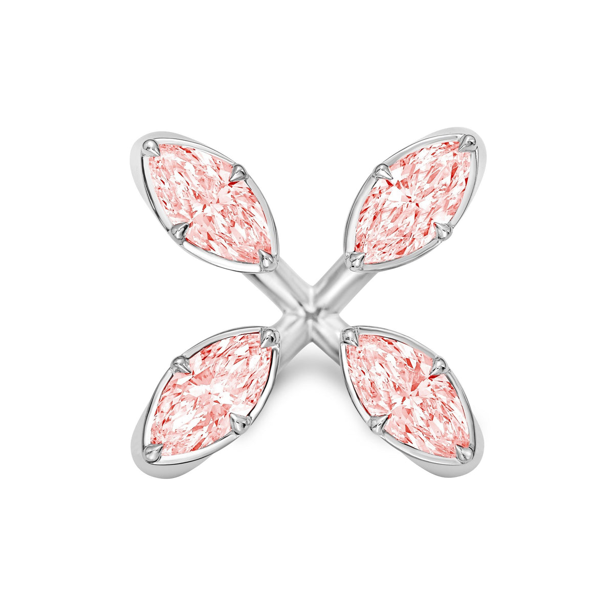 Lab-Grown Pink Marquise Diamond Floating Ring in 14K White Gold