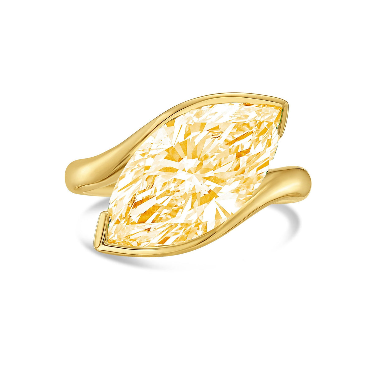 Lab-Grown Yellow Marquise Diamond Bypass Ring in 14K Yellow Gold