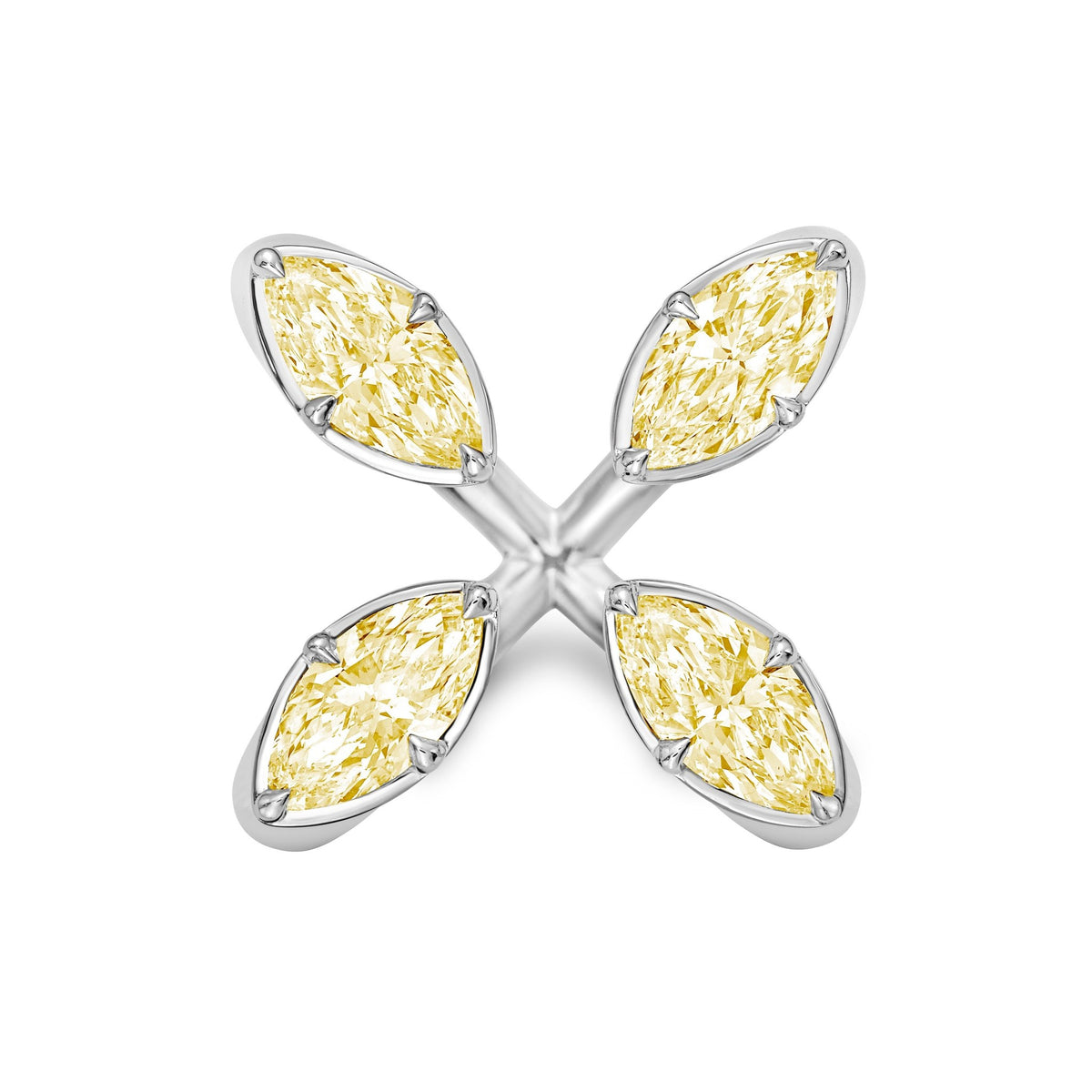 Lab-Grown Yellow Marquise Diamond Floating Ring in 14K White Gold
