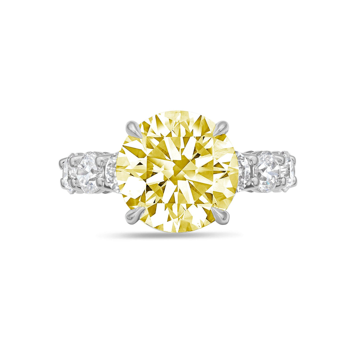 Lab-Grown Yellow Round Diamond Ring with Full Eternity Band in 14K White Gold