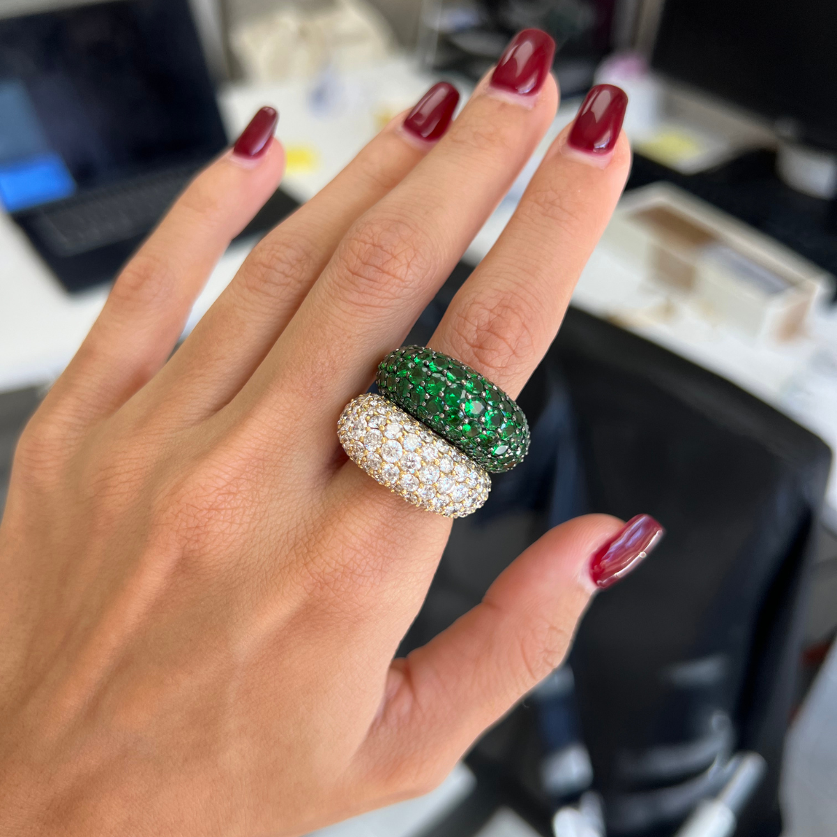 Green Tsavorite Dome Ring