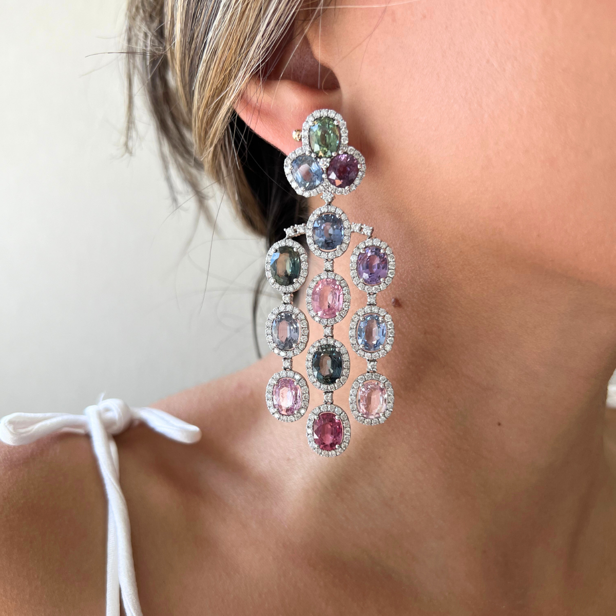 Multi-Color Sapphire Chandelier Earring