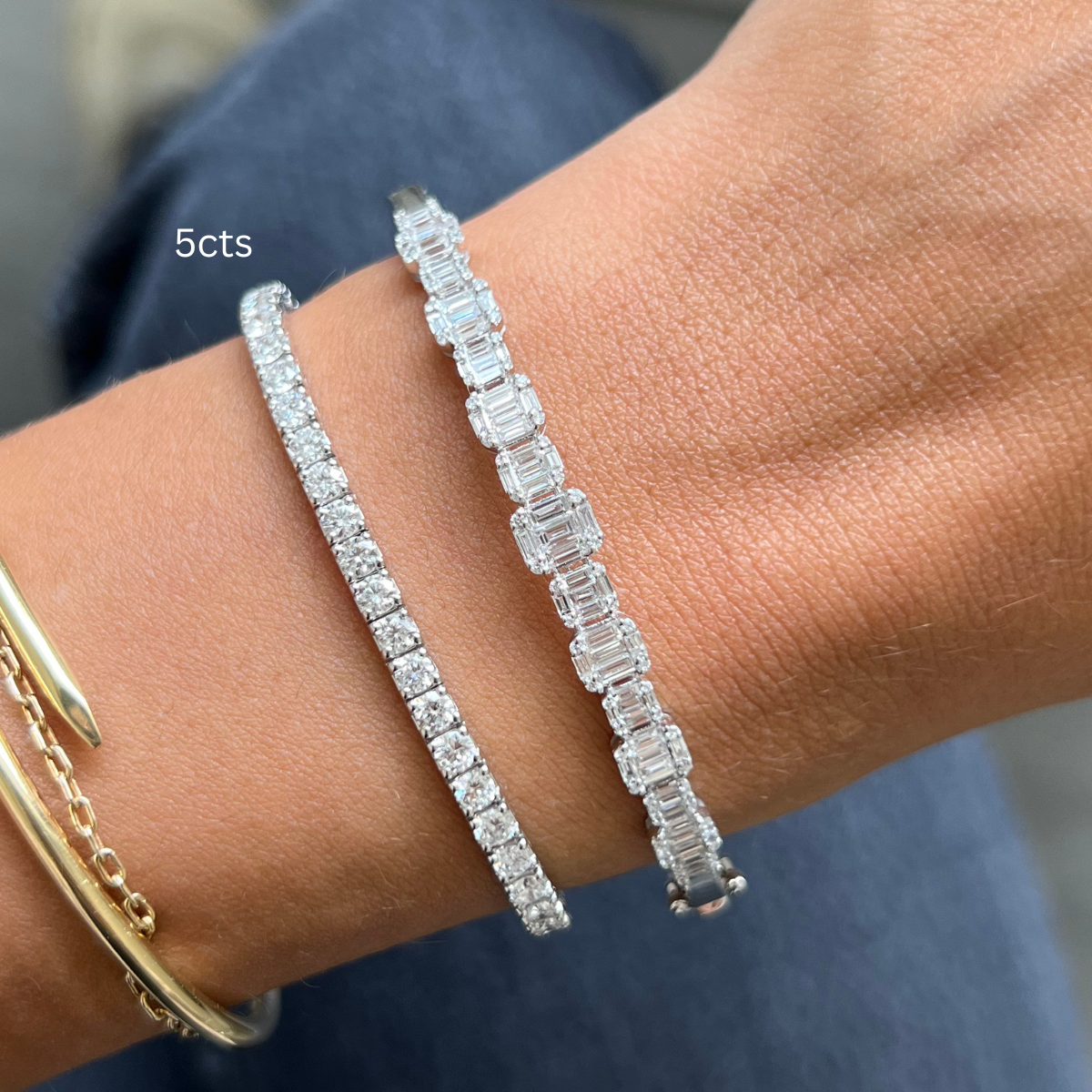 Round Baguette Diamond Bangle