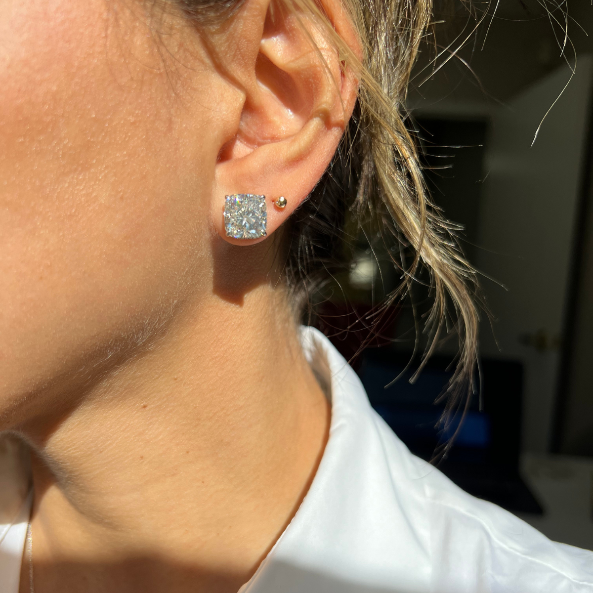 Cushion Diamond Stud Earrings