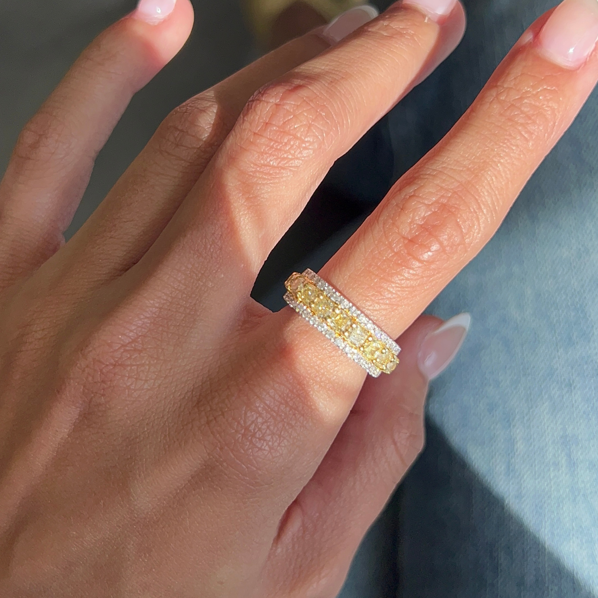 4.26ct Fancy Yellow Diamond Eternity Band