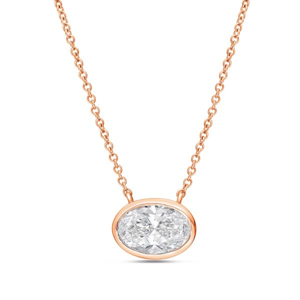 Lab Grown Oval Bezel Pendant