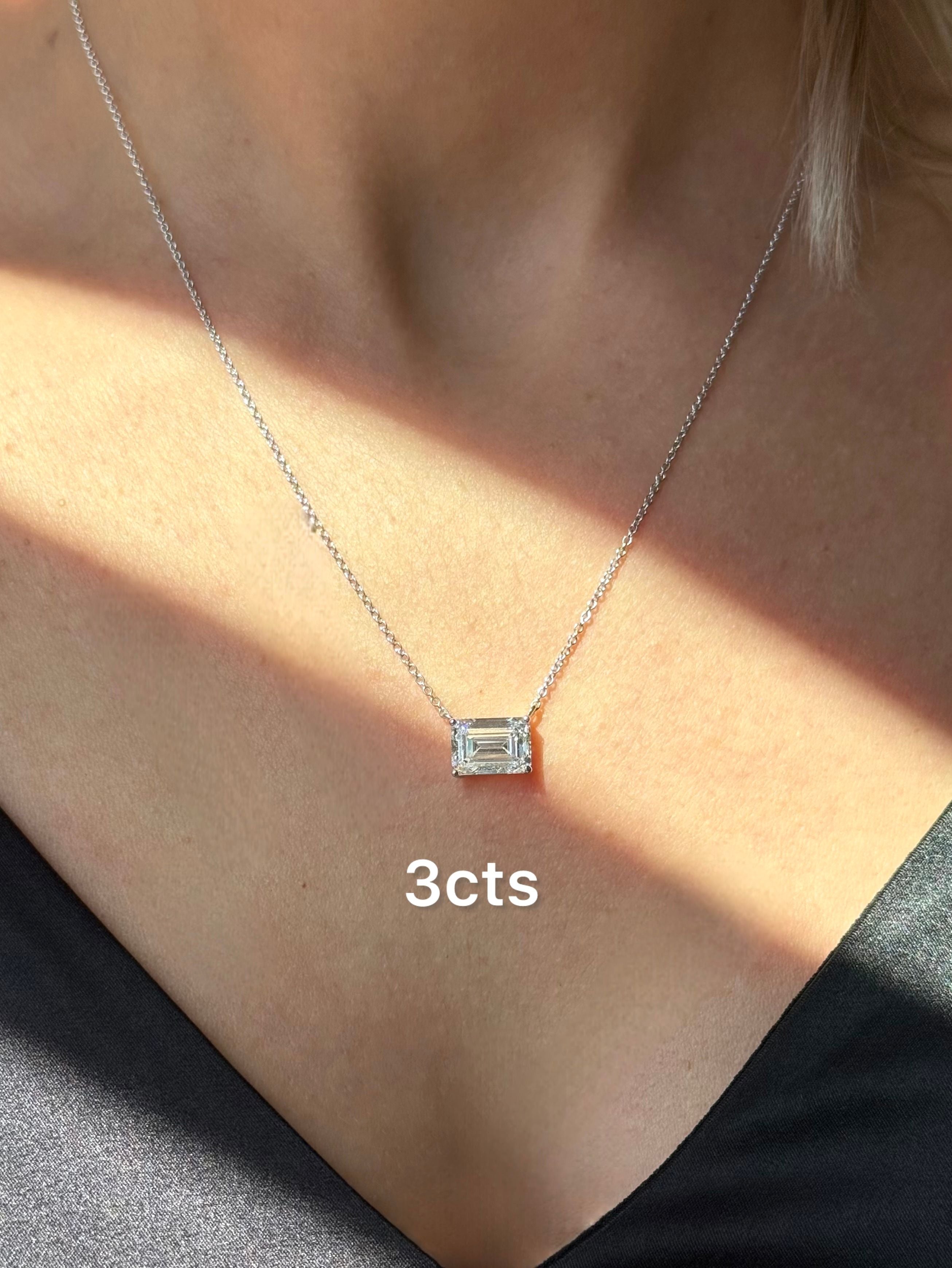 Lab Grown Diamond EAST WEST EMERALD Cut Pendant