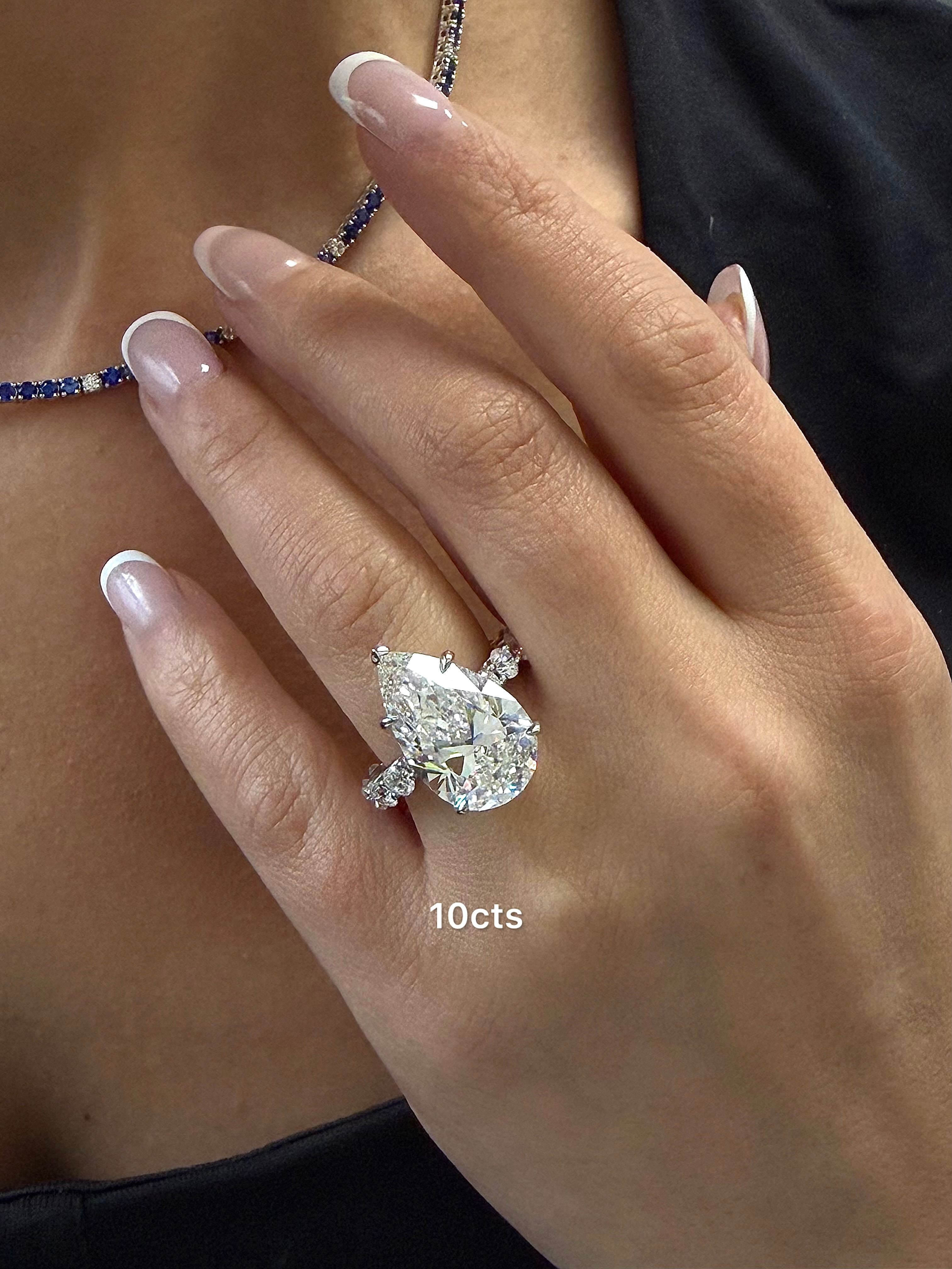 Lab Grown Pear Diamond Engagement Pave Ring