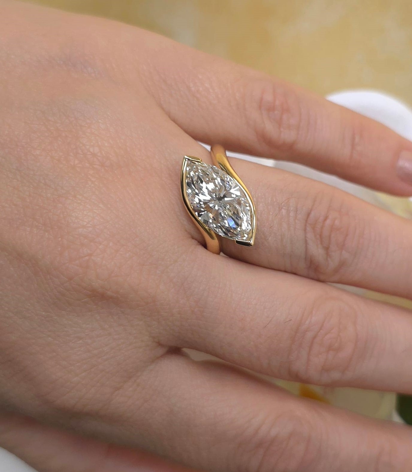 Lab Grown Marquise Bypass Ring