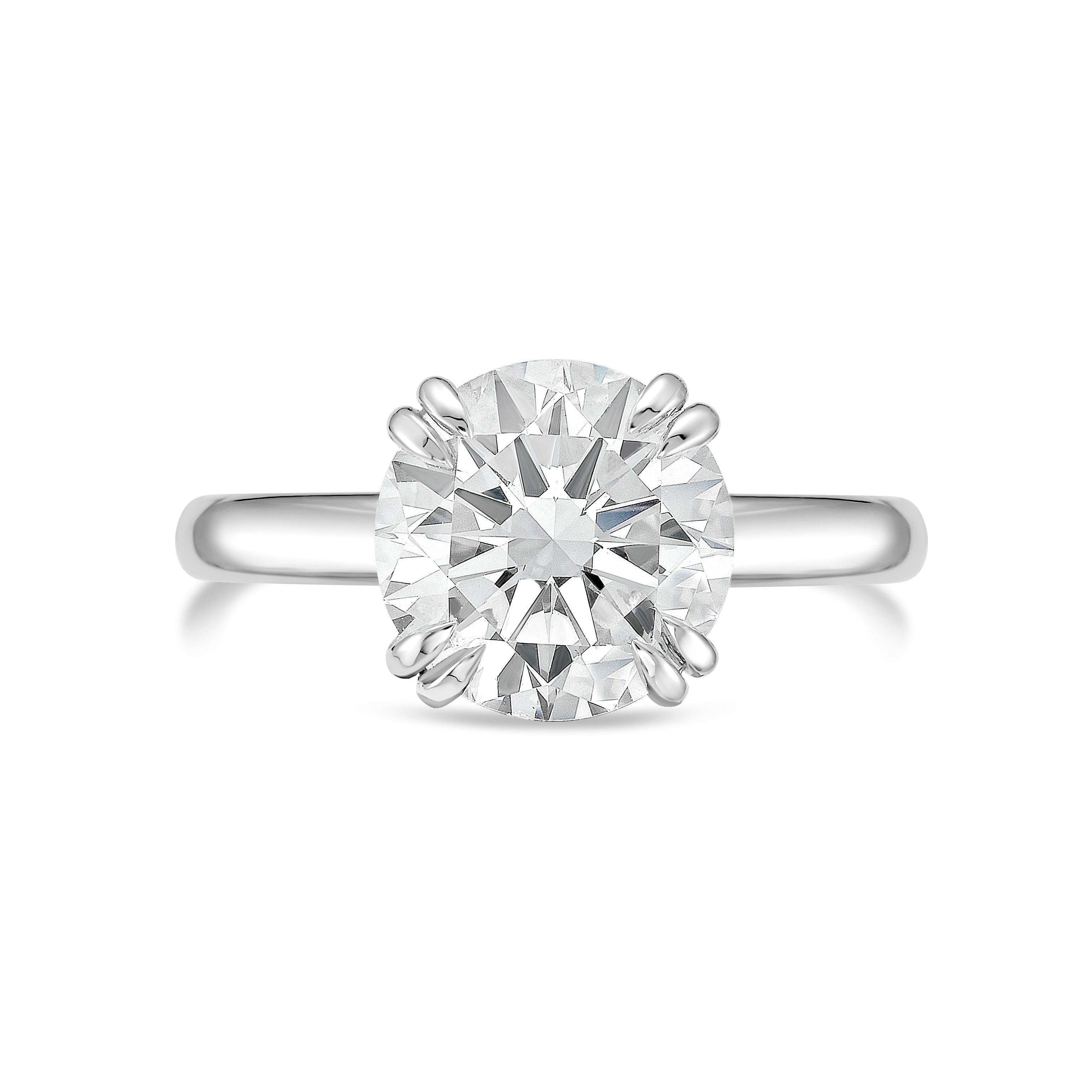 Lab Grown Round Solitaire Split Claw Engagement Ring
