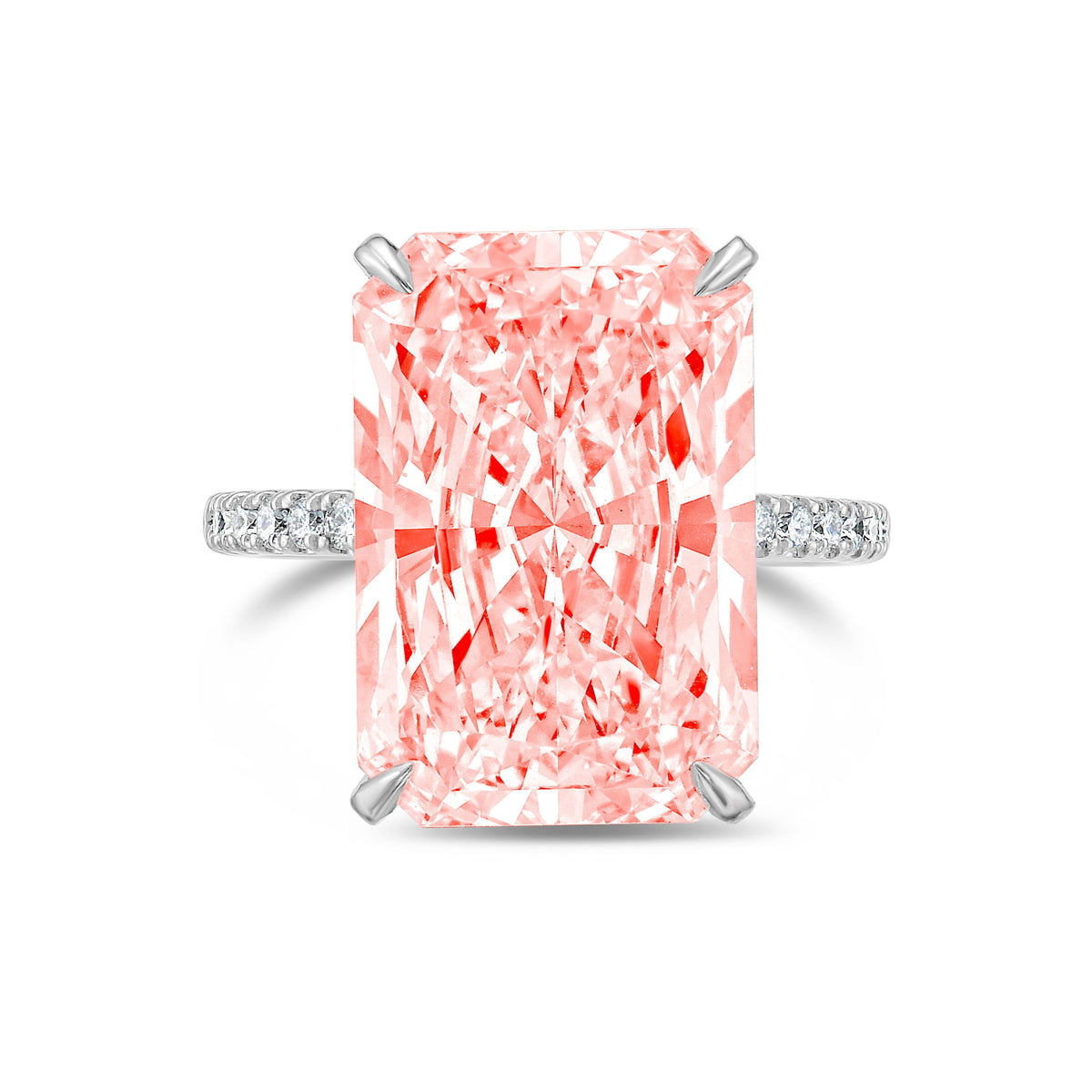 Lab-Grown Pink Radiant Cut Diamond Engagement Ring, 14K Gold