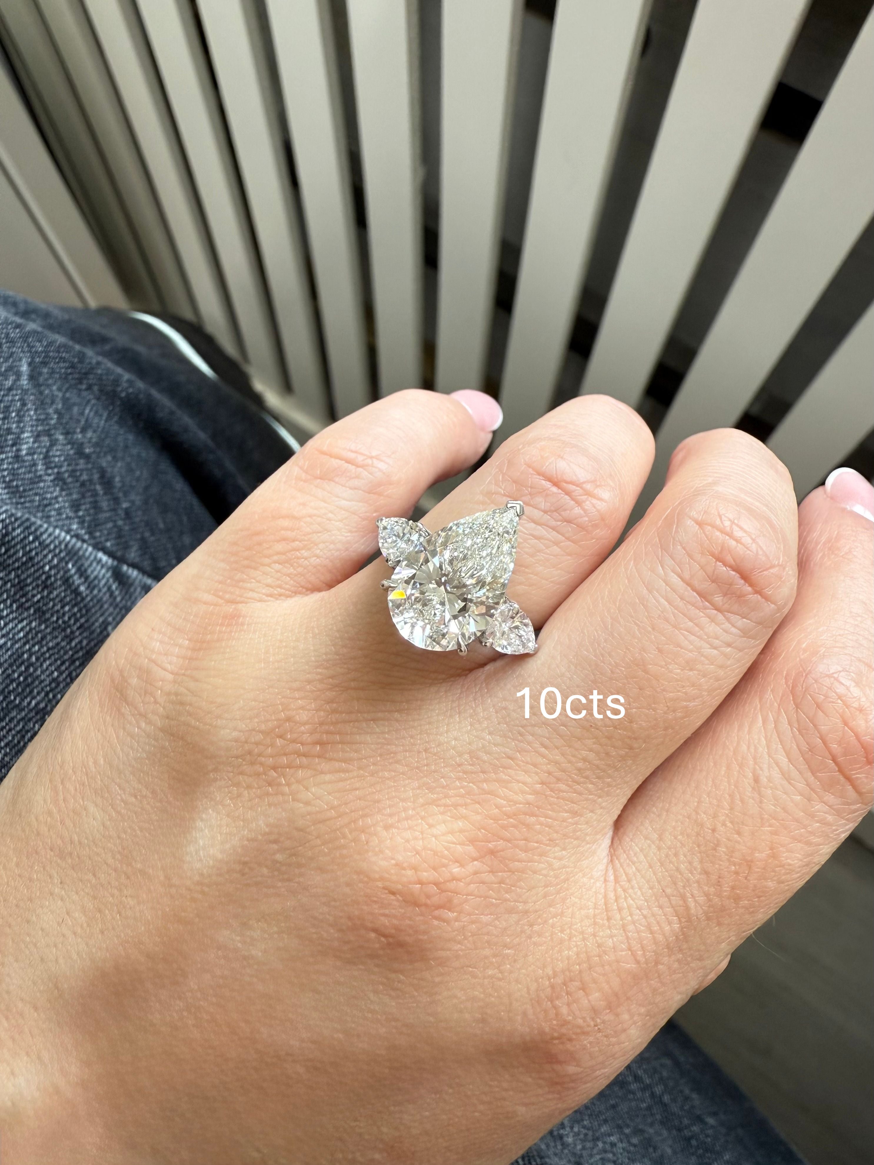 Lab Grown Triple Pear Cut Diamond Engagement Ring