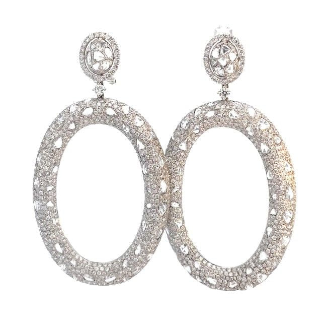 Rhodium-Plated Drop Bagel Earrings