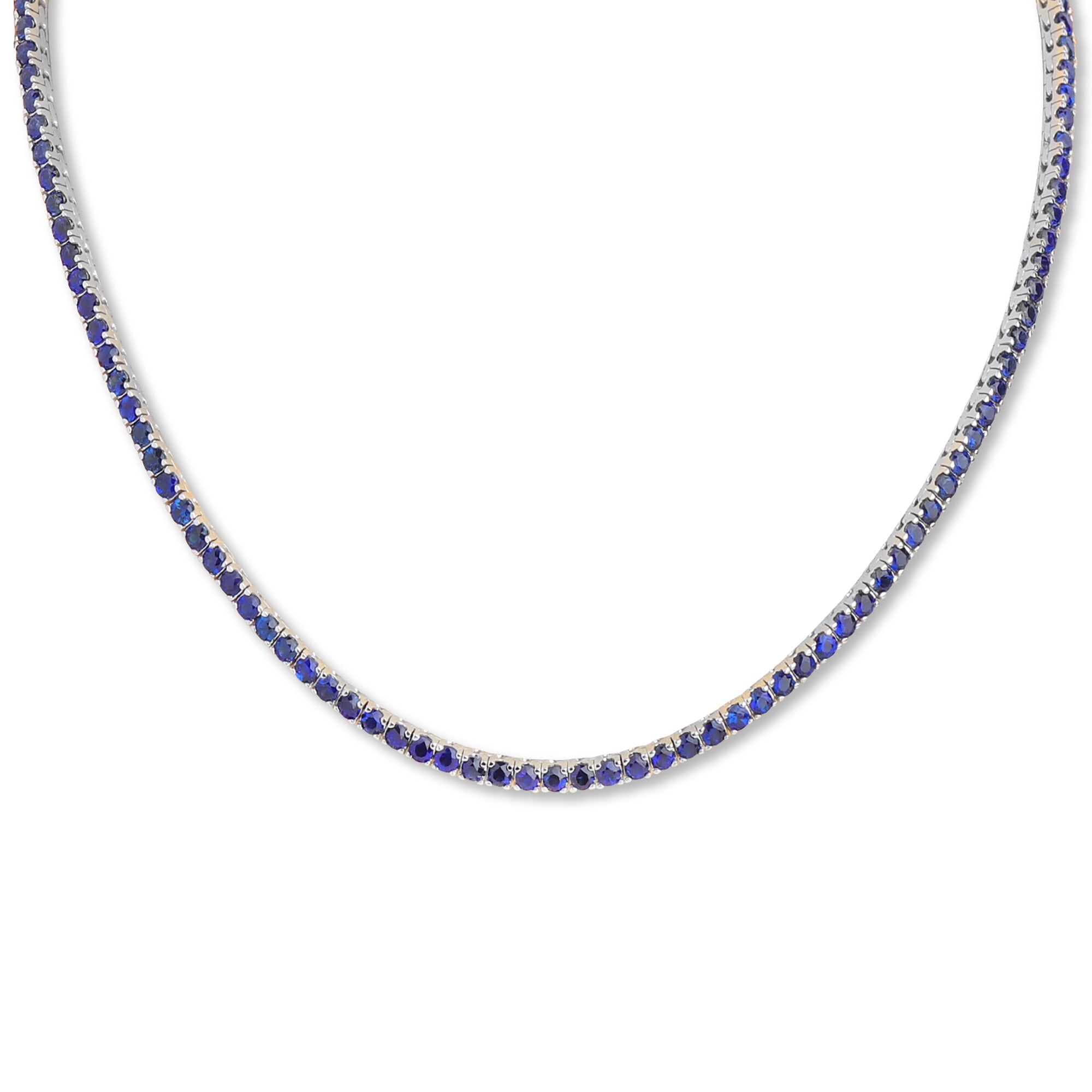 Mini Royal Blue Sapphire Tennis Necklace
