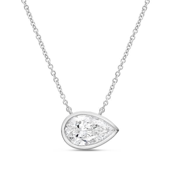 Lab Grown Bezel Pear Pendant
