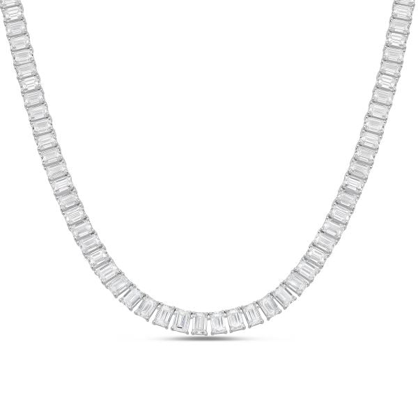 Lab Grown Emerald Cut Tennis Necklace