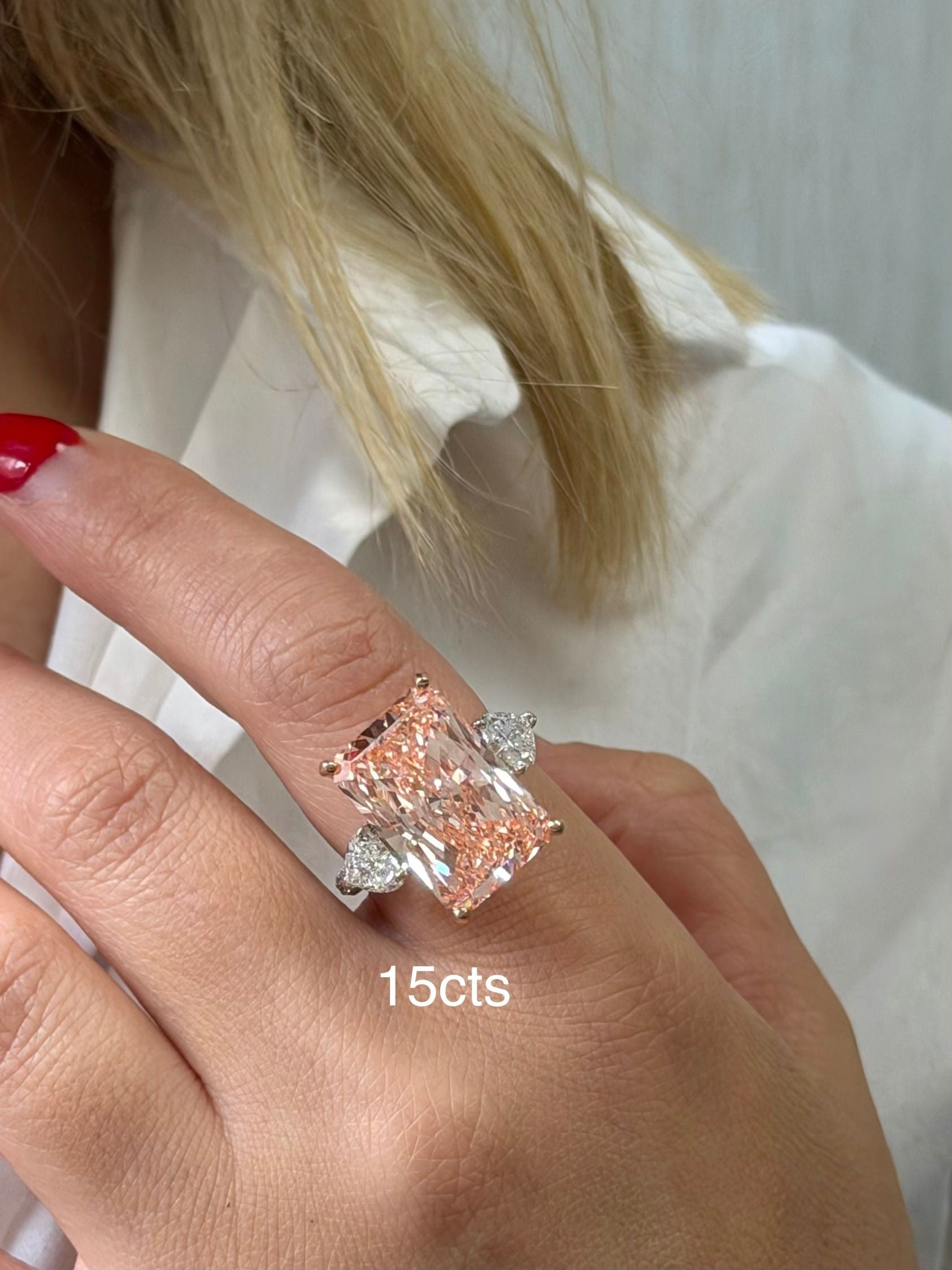 Lab Grown Pink Radiant Diamond Fashion Ring