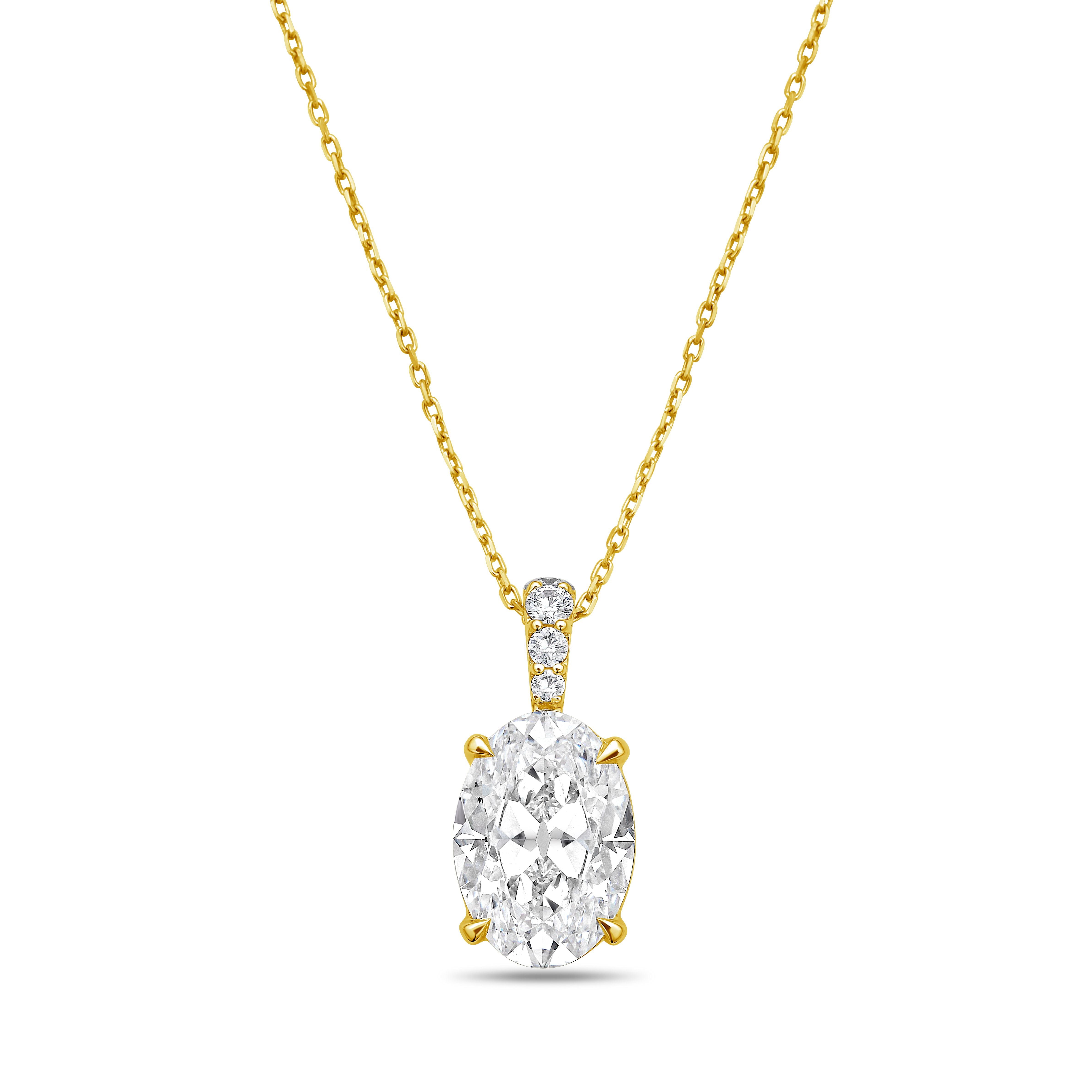 oval diamond necklace gold