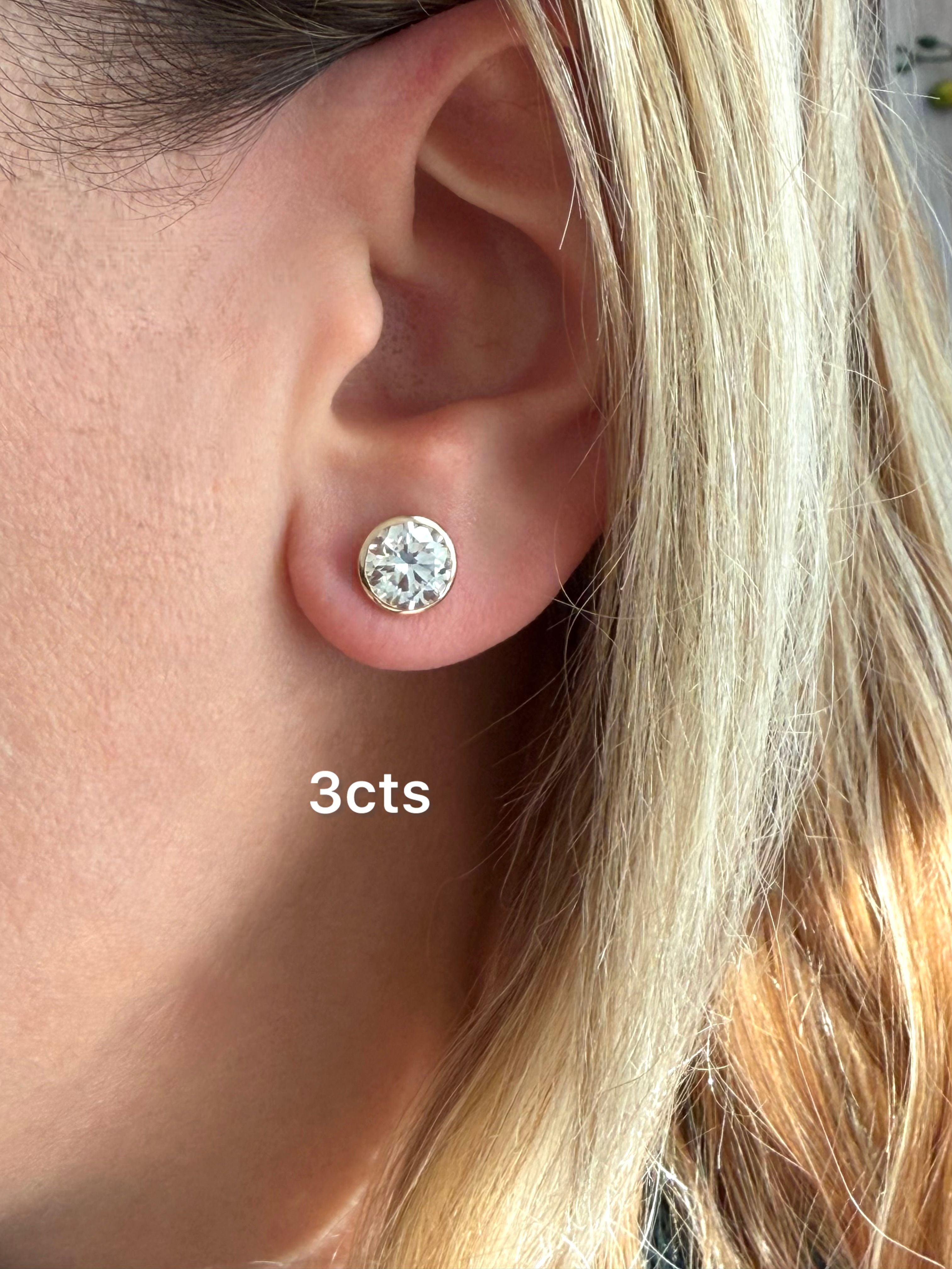 Lab Grown Bezel Round Diamond Studs