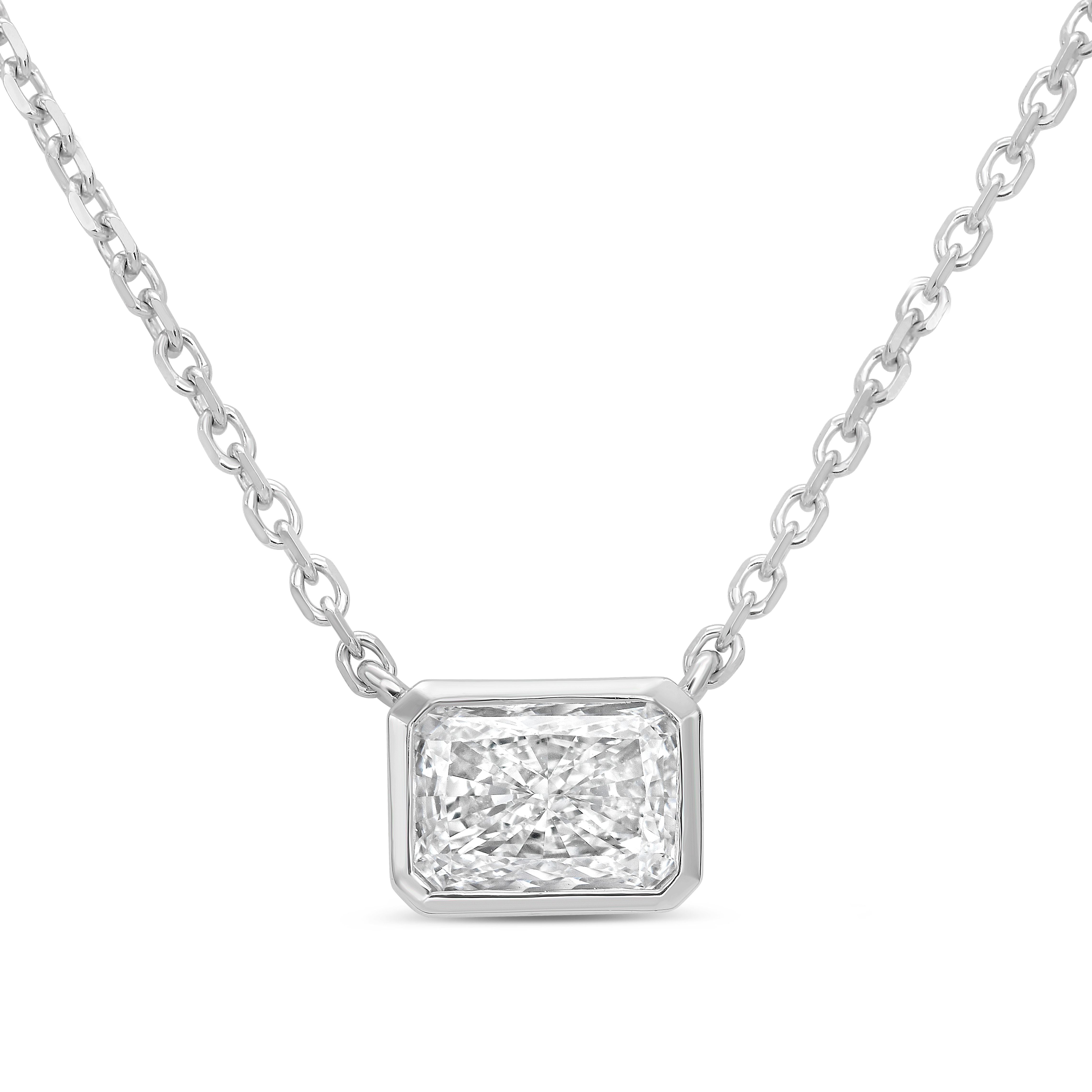 Lab Grown Radiant Diamond Bezel Pendant