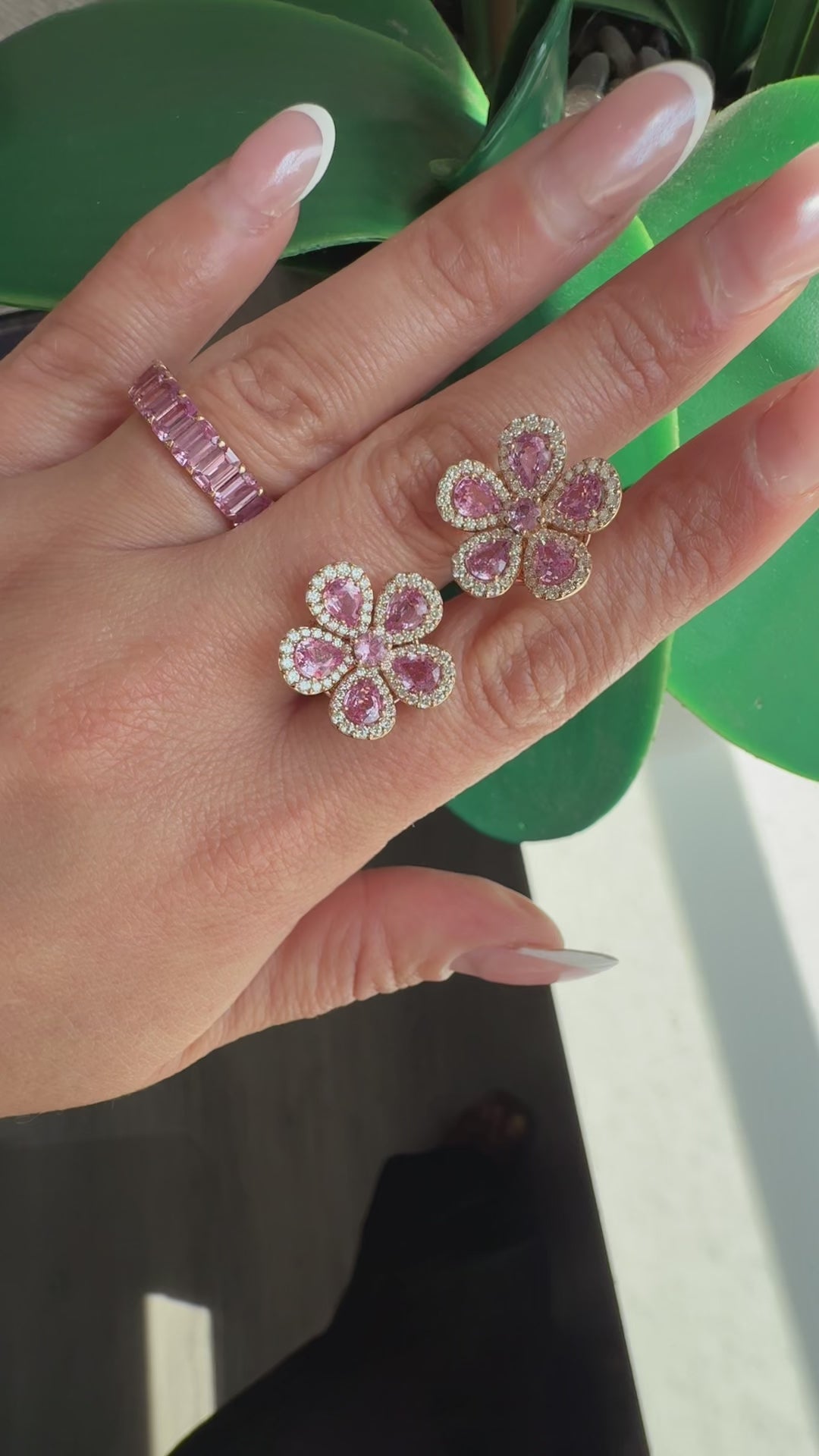 Video of pink floral earrings